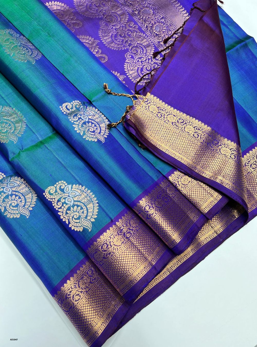 Dual Tone Blue & Purple  - Soft Silk Saree