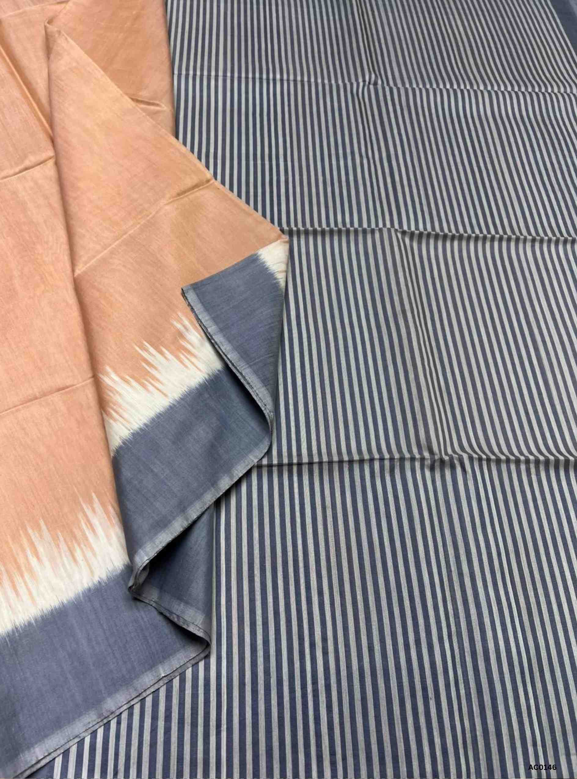 Sandal & Blue - Silk Cotton Saree