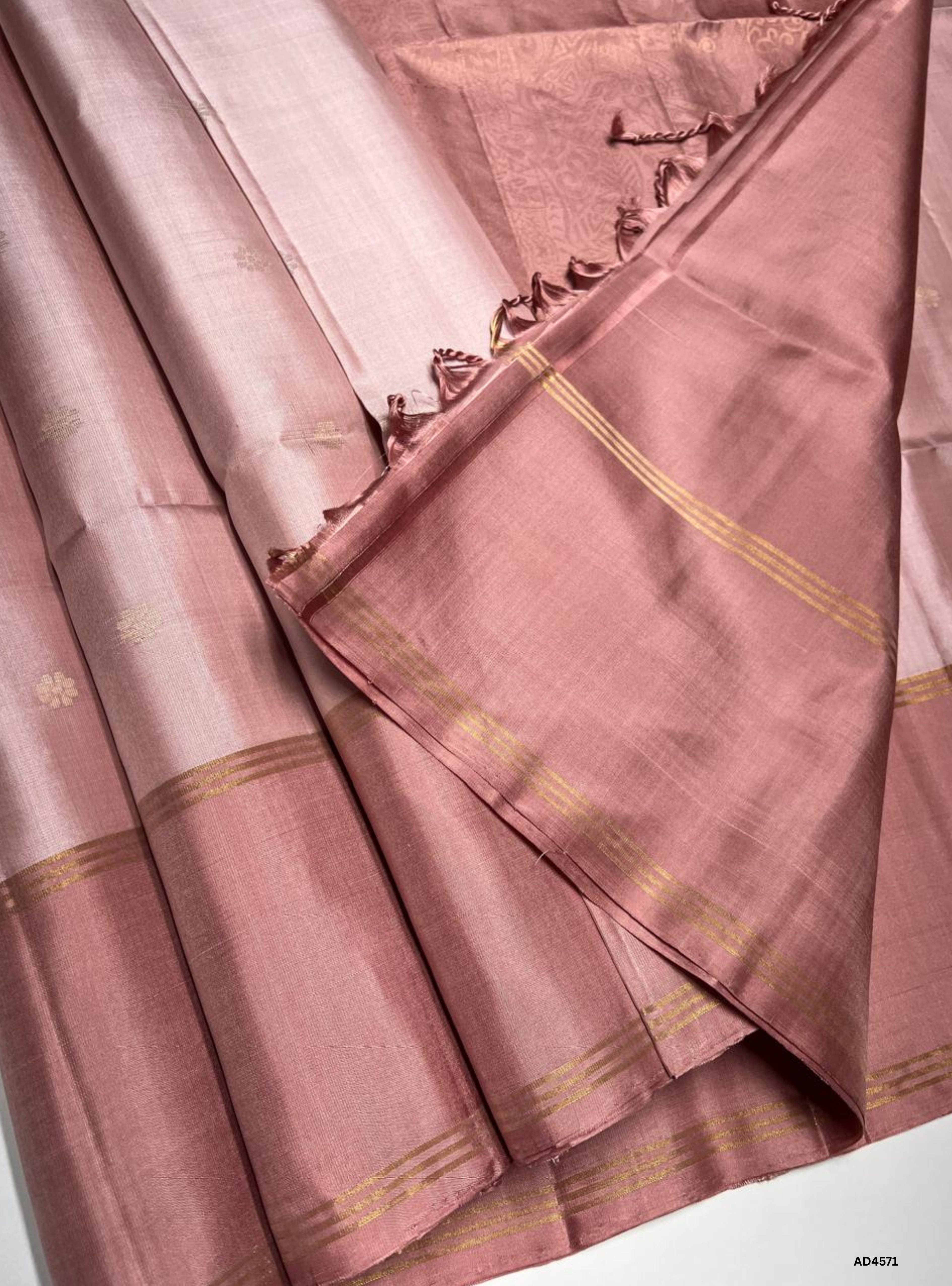 Cream & Peach  - Soft Silk Saree