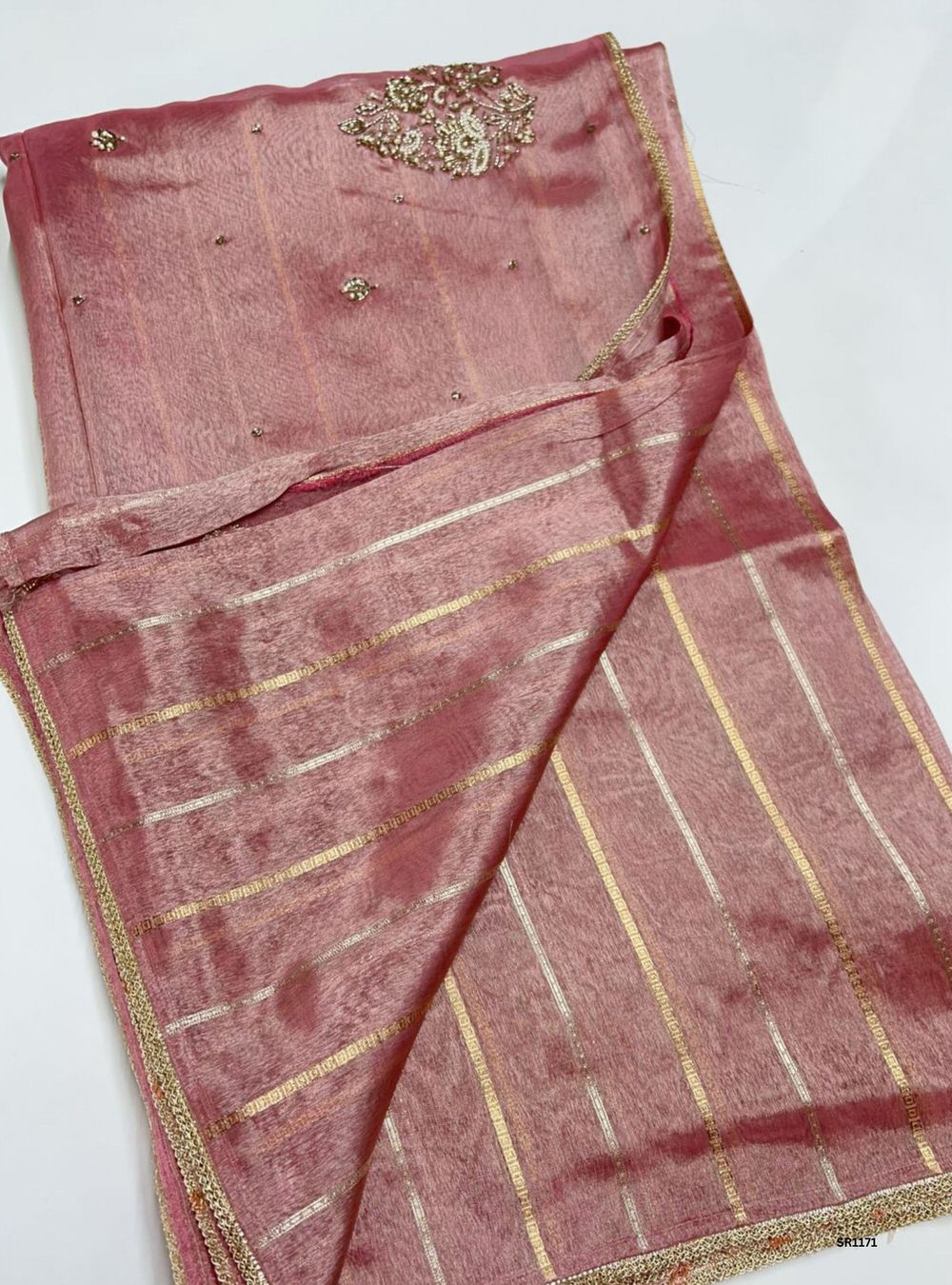 Pink - Tissue Georgette with Bead Work