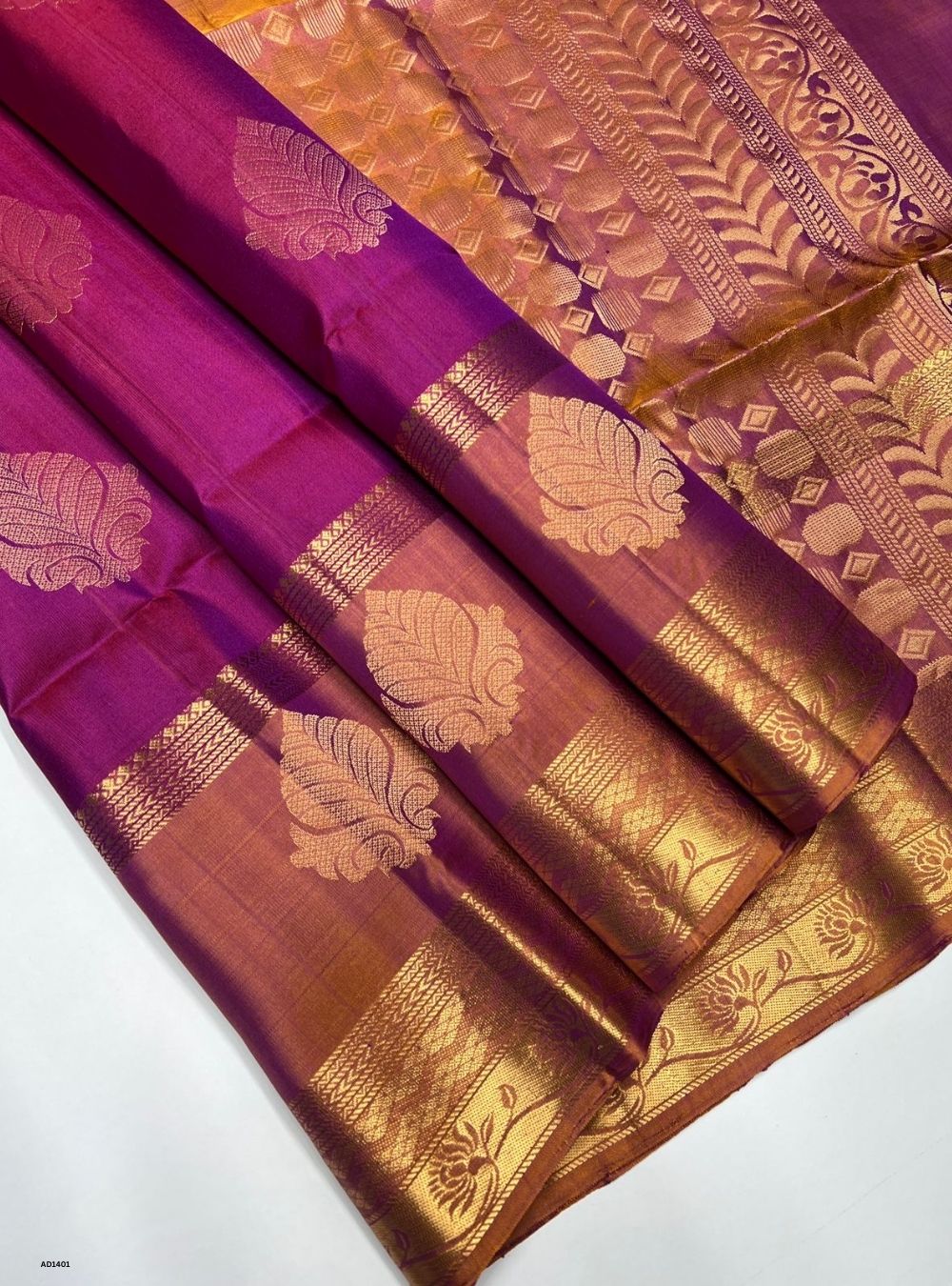 Magenta & Golden Brown - Soft Silk Saree