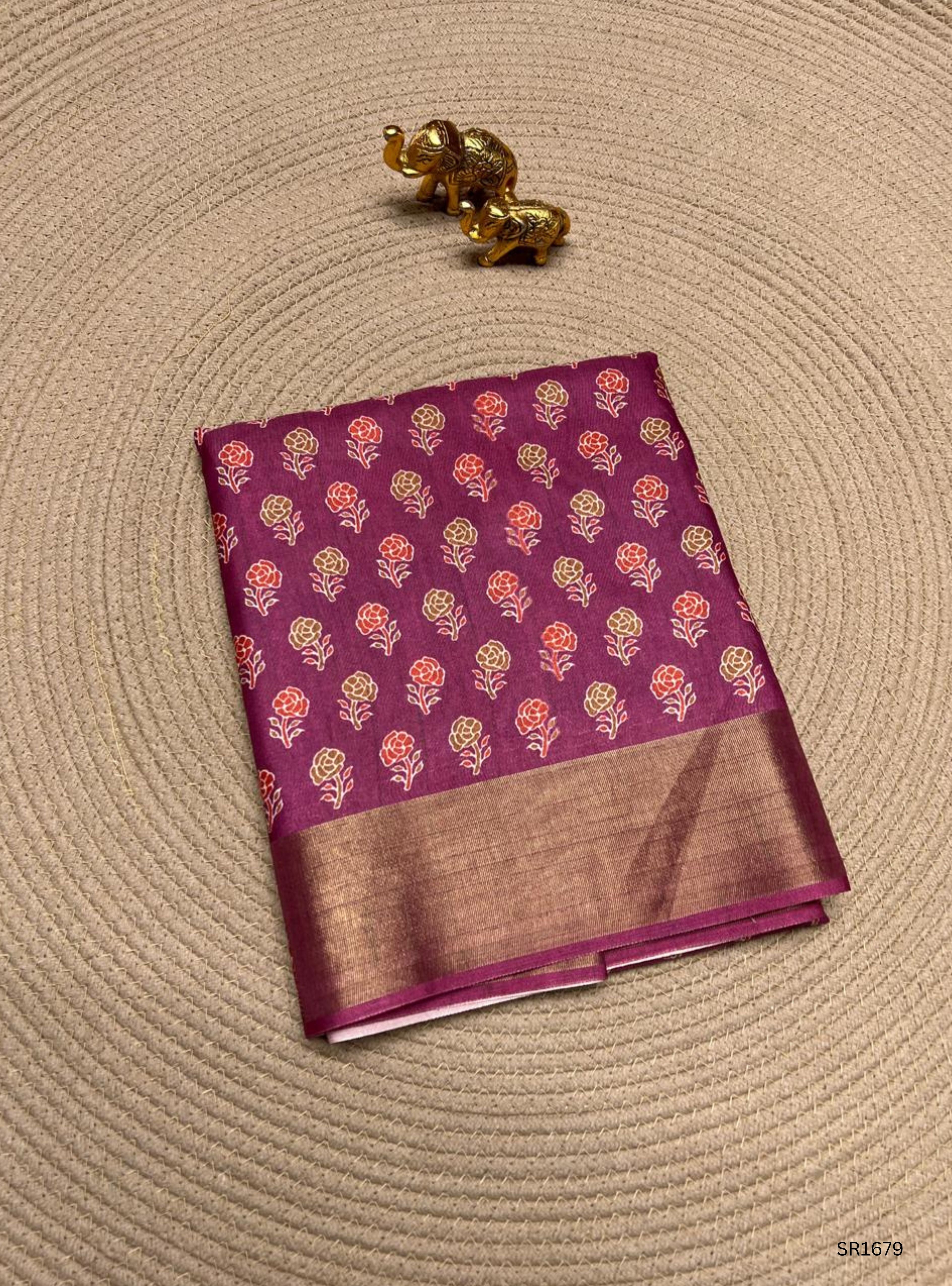Magenta Pink - Semi Tussar Saree