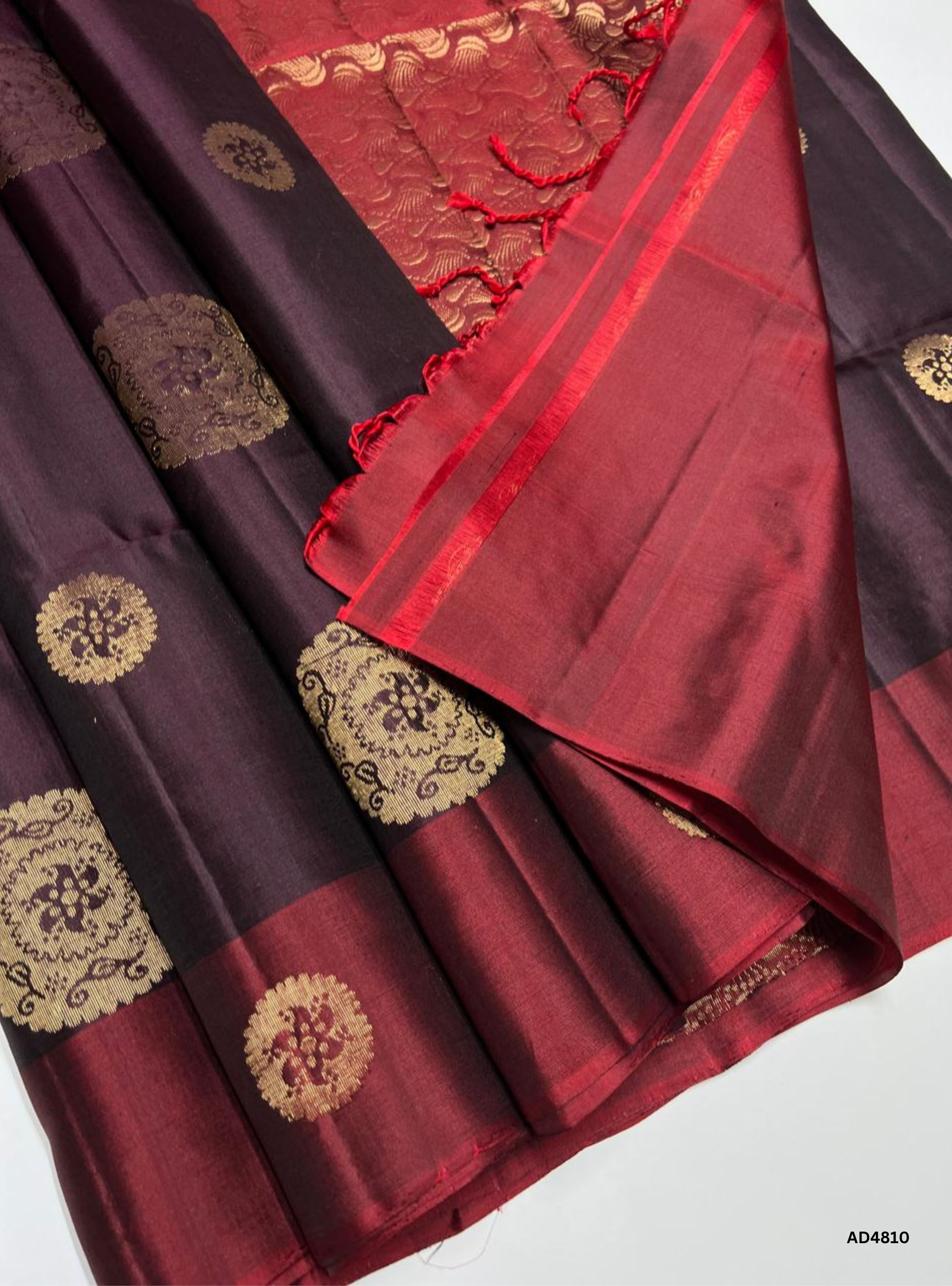 Plum & Maroon - Soft Silk Saree