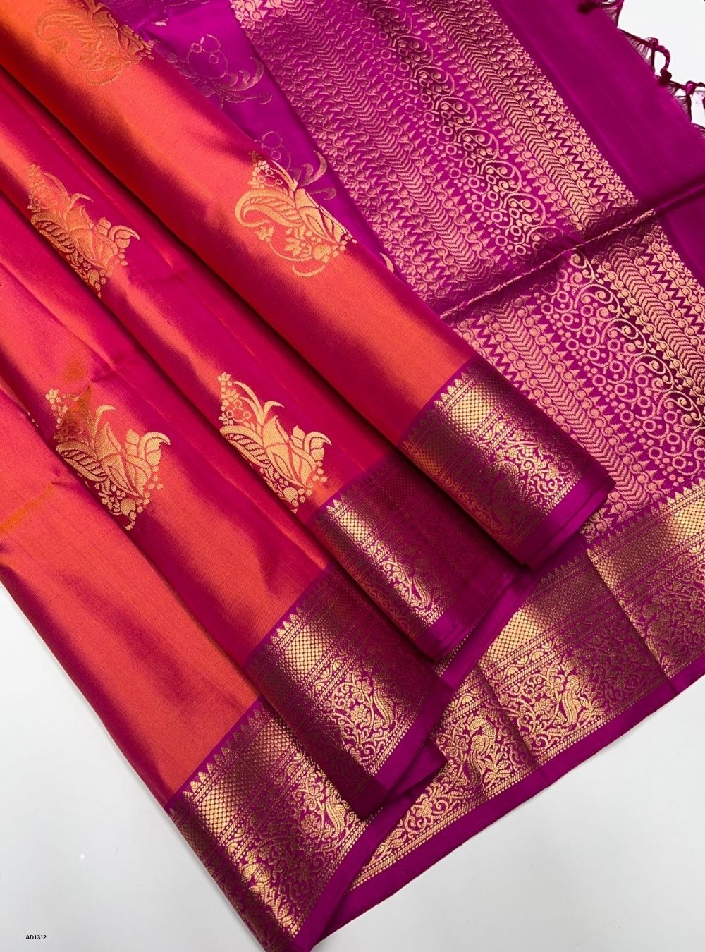 Orange & Pink -  Soft Silk Saree