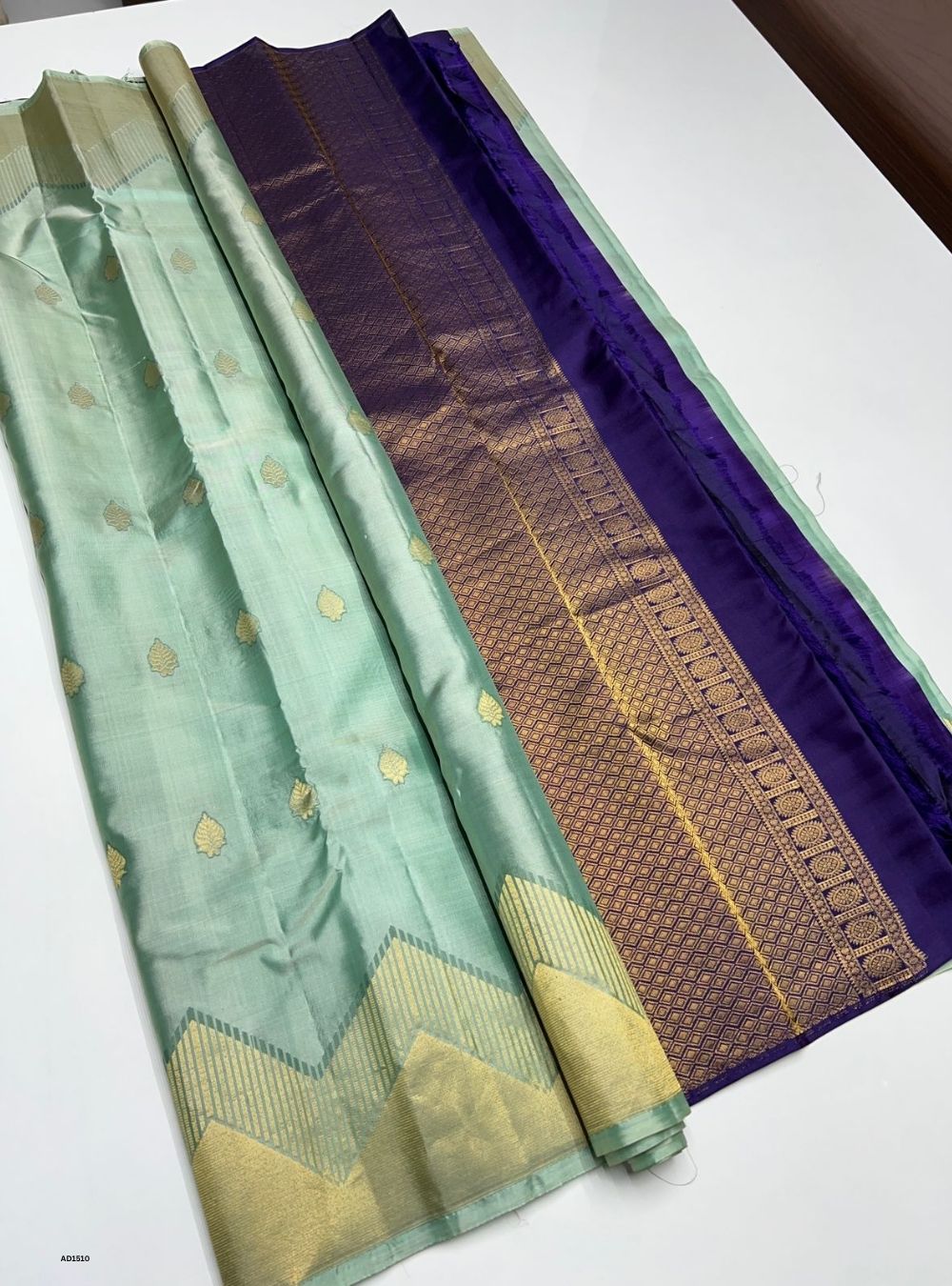 Pista Green & Purple -  Soft Silk Saree