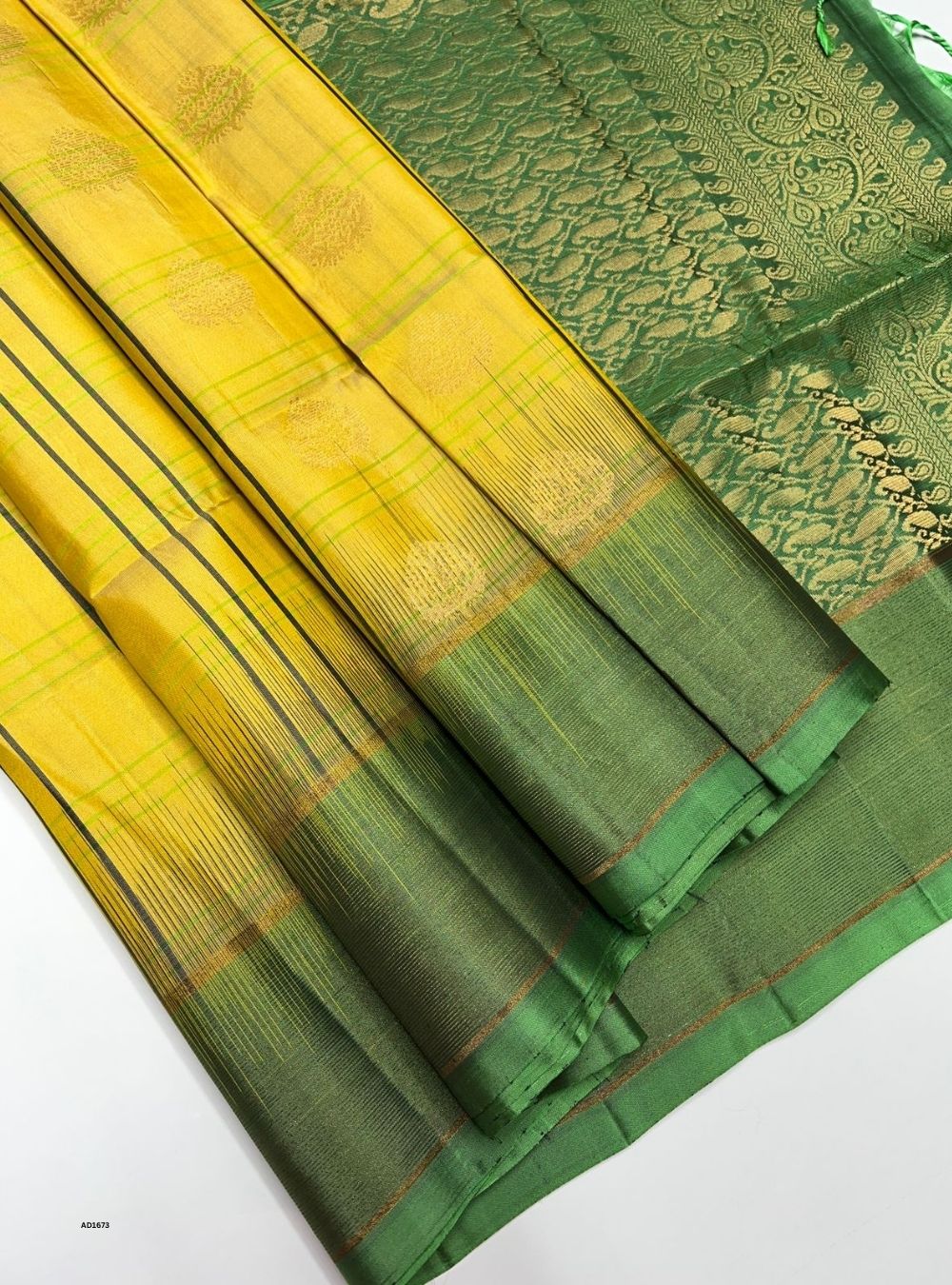 Lime Yellow & Green -  Soft Silk Saree