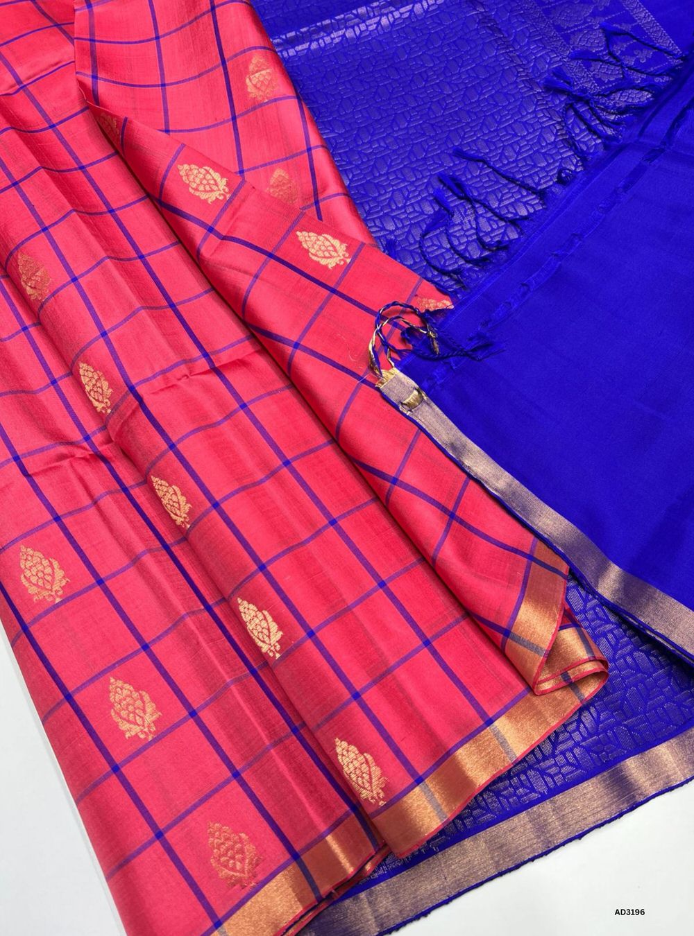 Pink & Blue - Soft Silk Saree