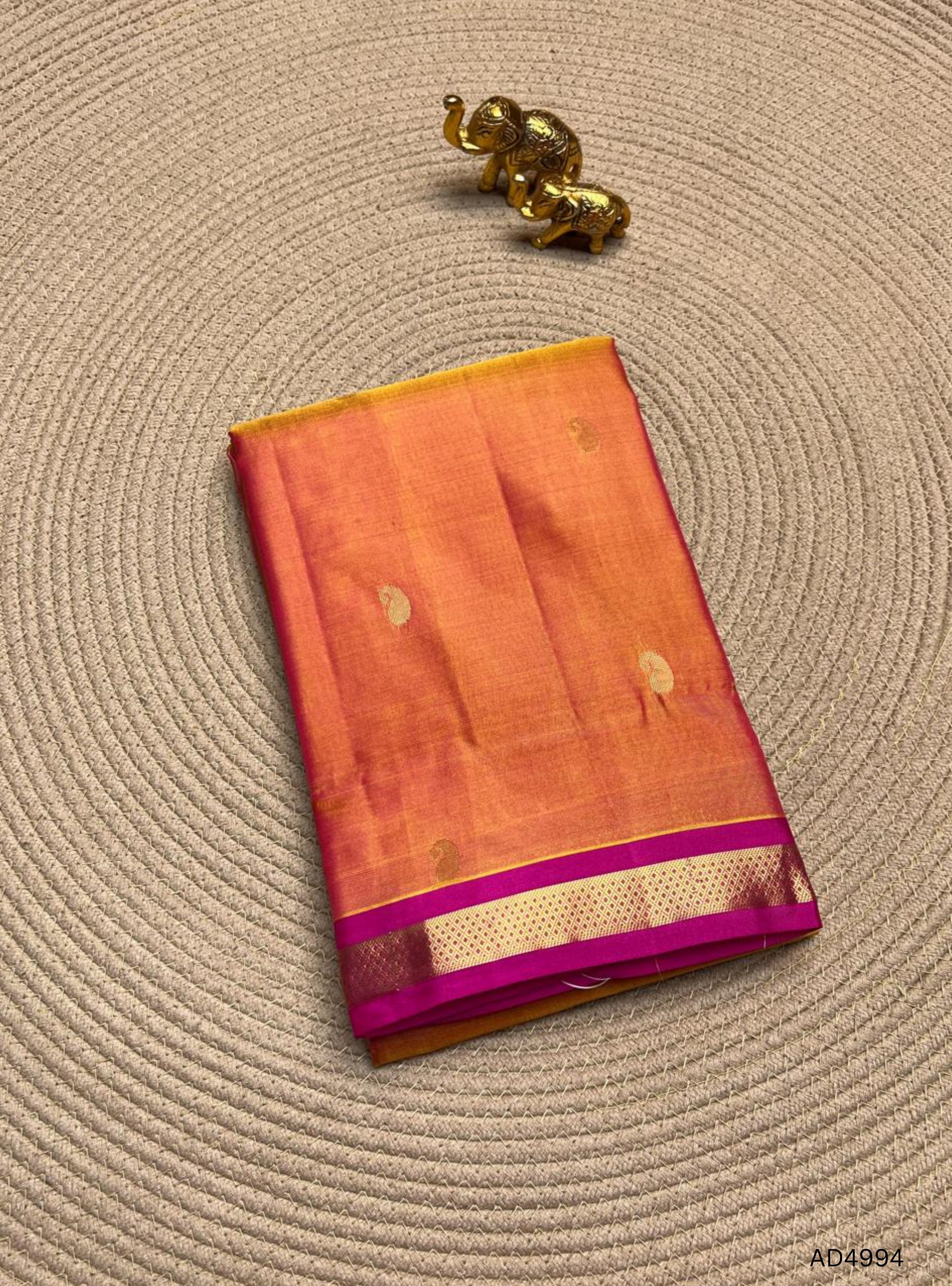 Orangish Pink & Pink - Kanchi Border Soft Silk Saree