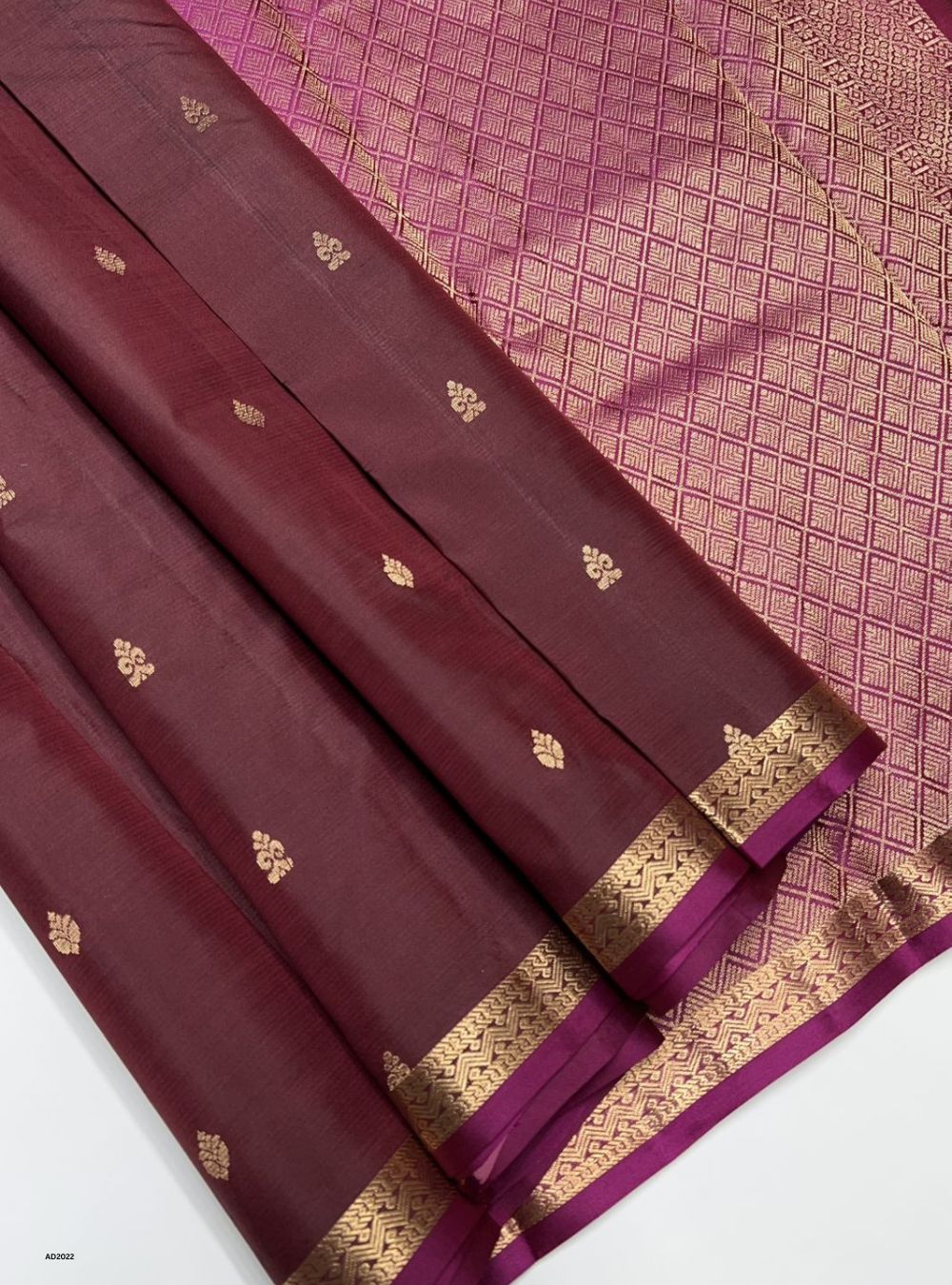 Coffee Brown & Magenta - Soft Silk Saree