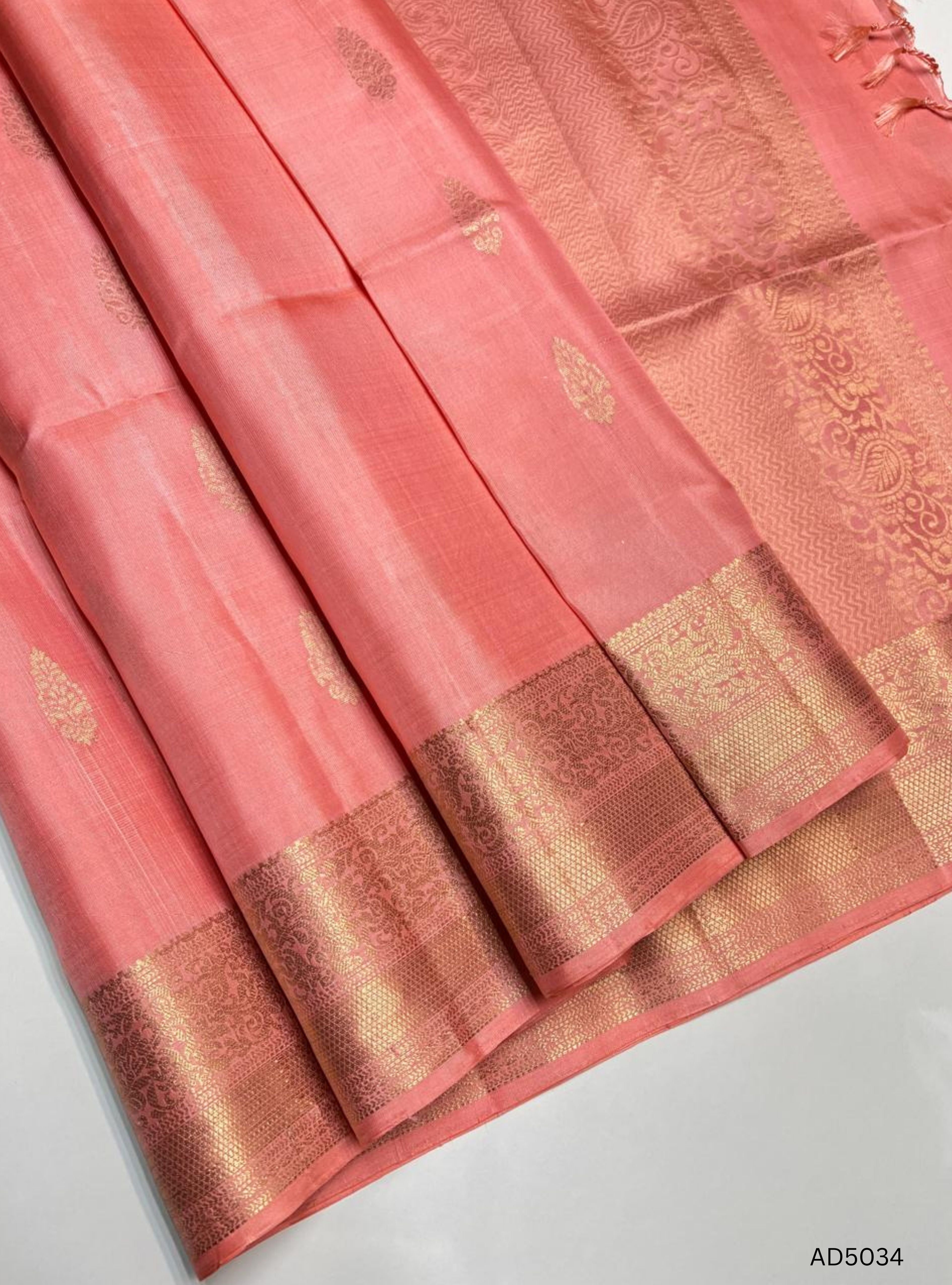 Peach - Kanchi Border Soft Silk Saree