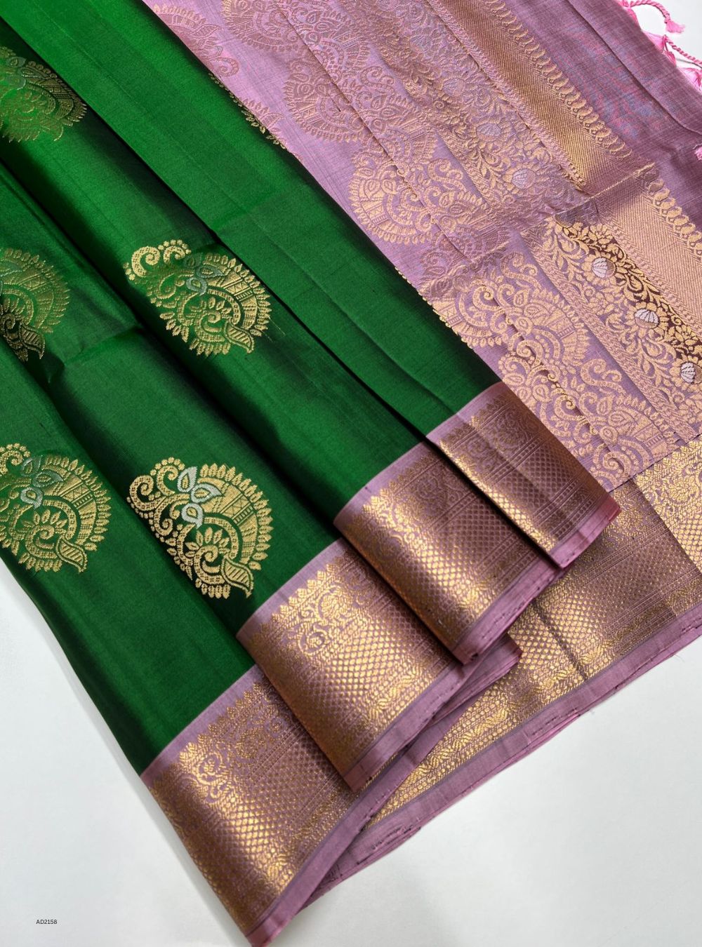 Green & Pale Purple  - Soft Silk Saree