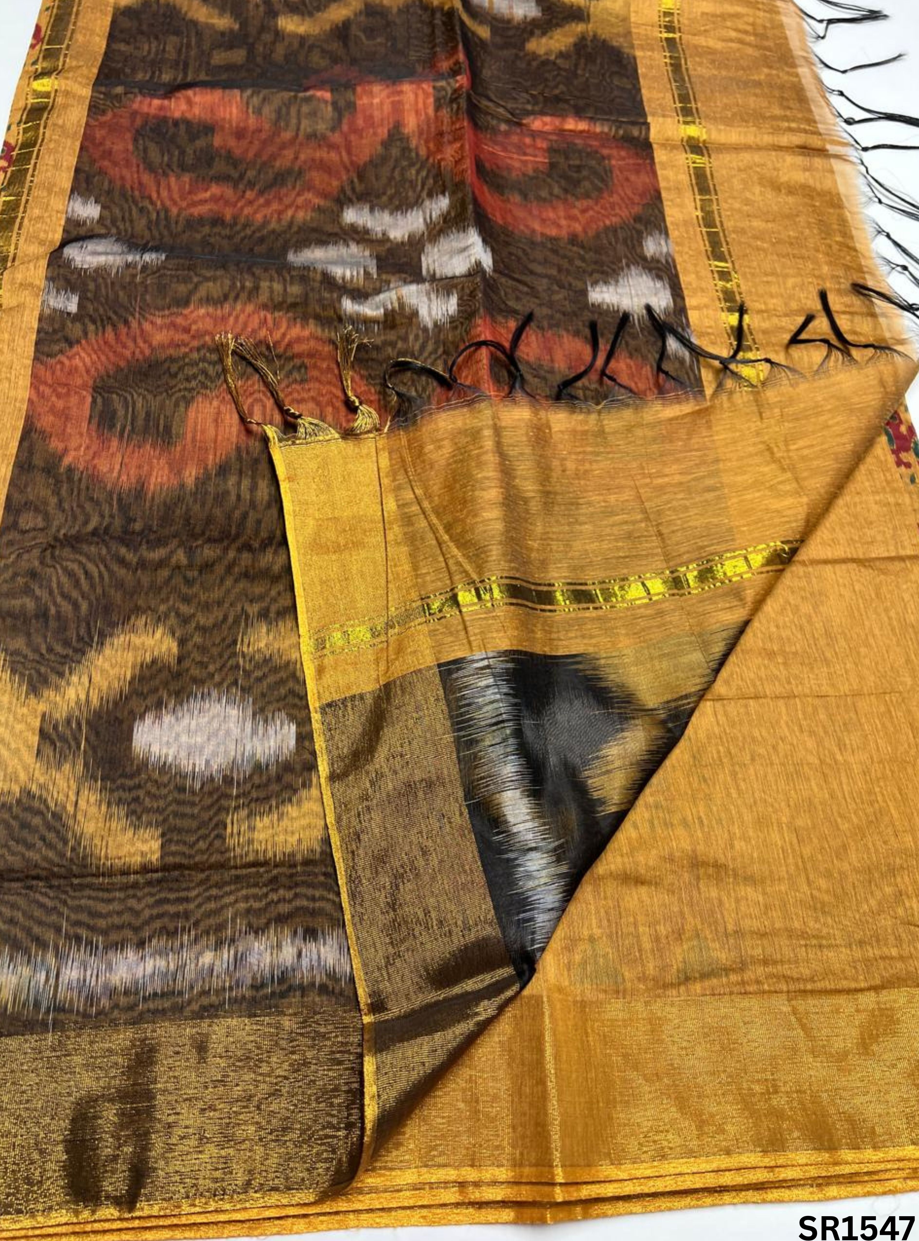 Coffee Brown & Black - Kotta Cotton Saree