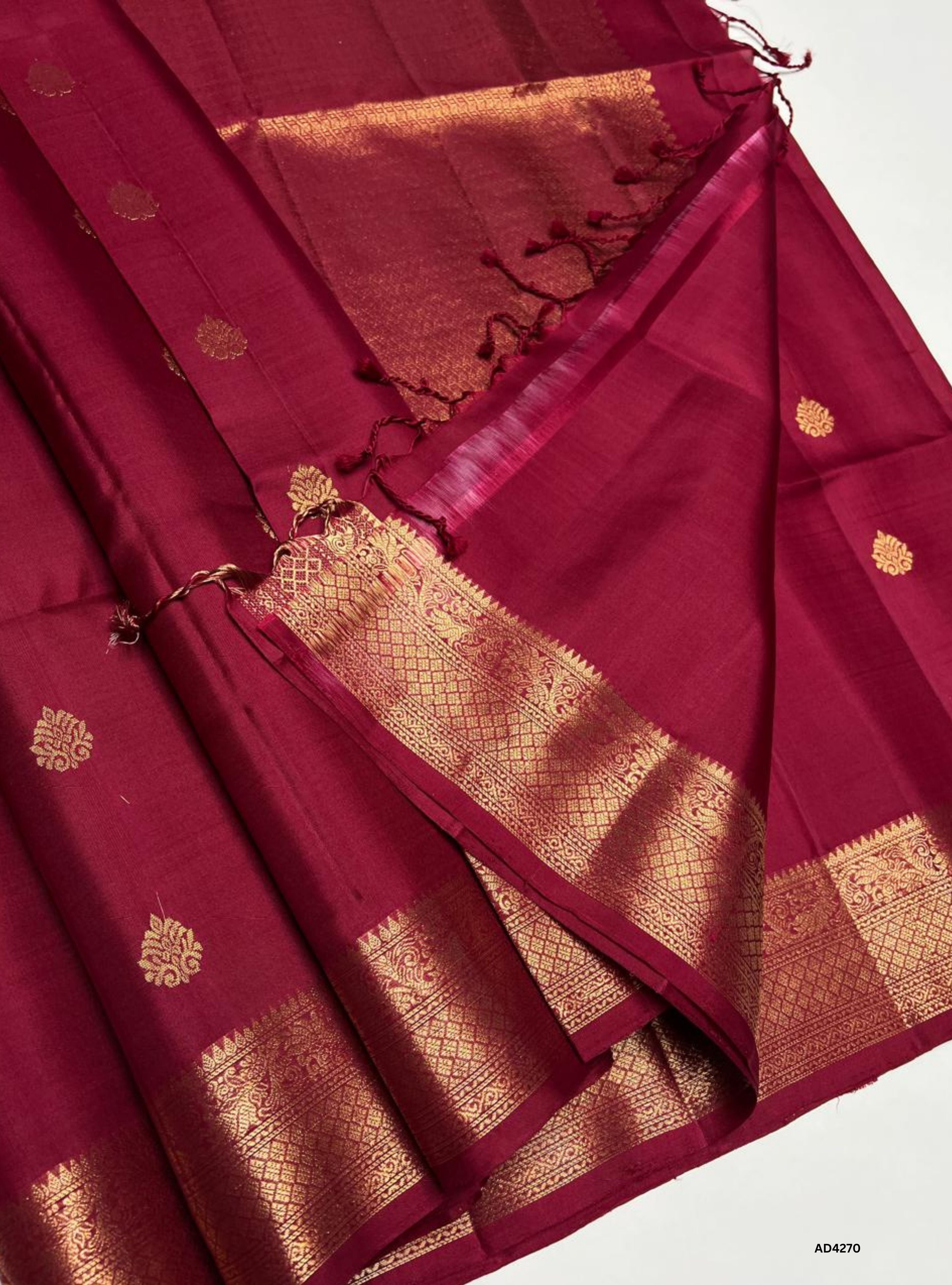 Maroon - Kanchi Border Soft Silk Saree