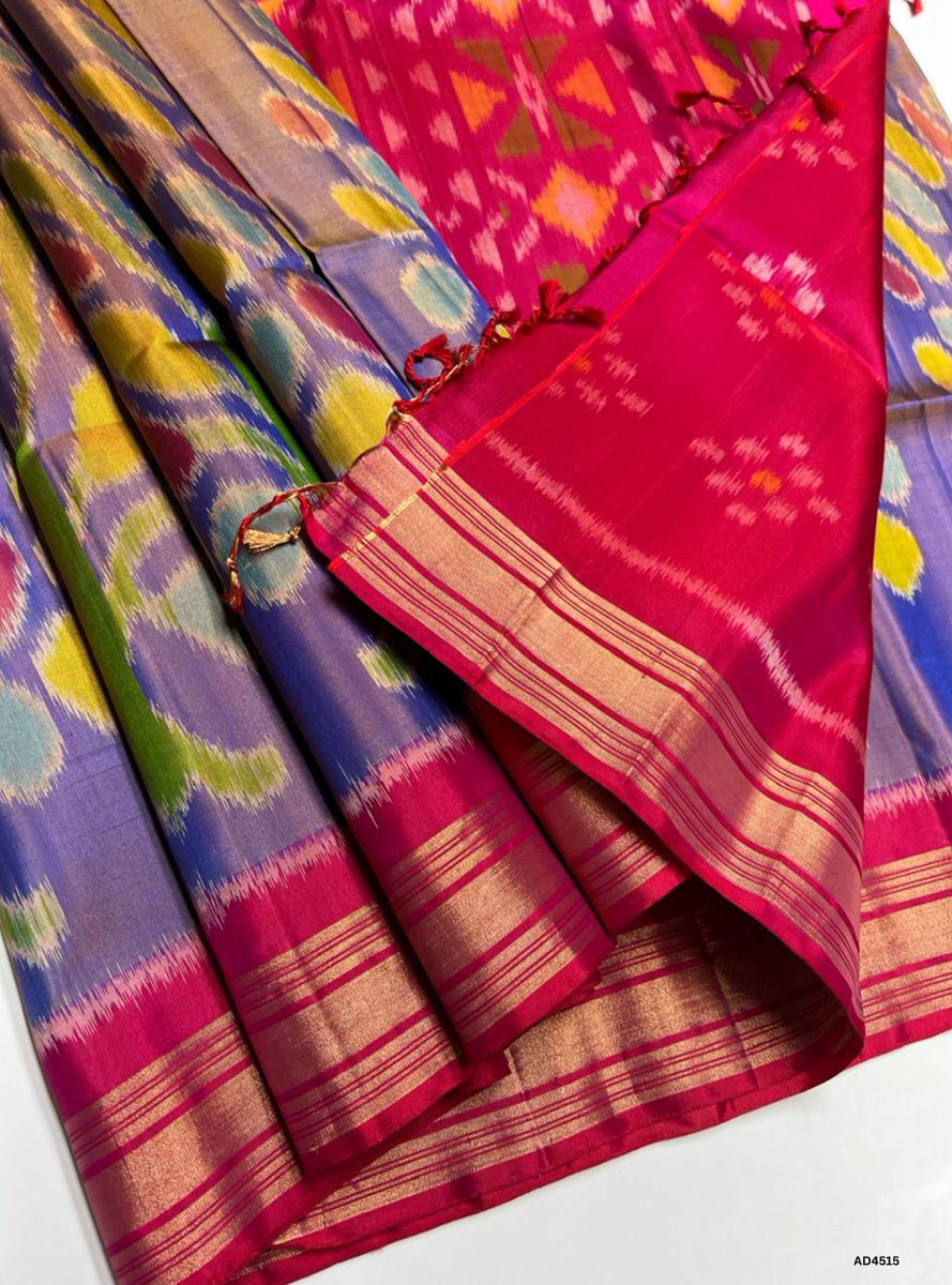 Dual Tone Blue & Redish Pink - Pochampally Soft Silk saree