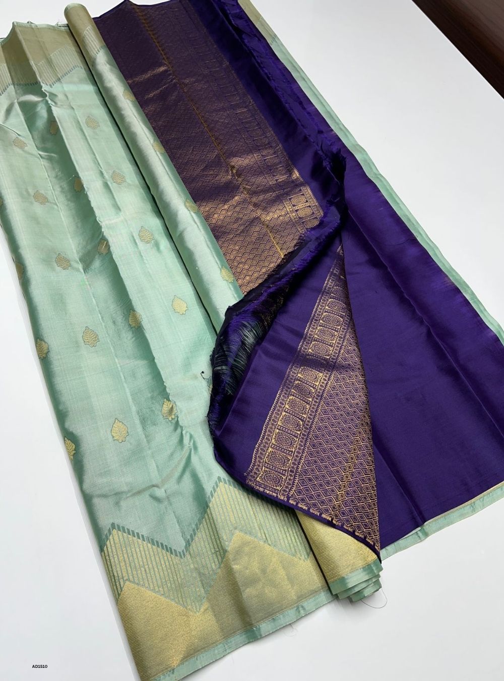 Pista Green & Purple -  Soft Silk Saree