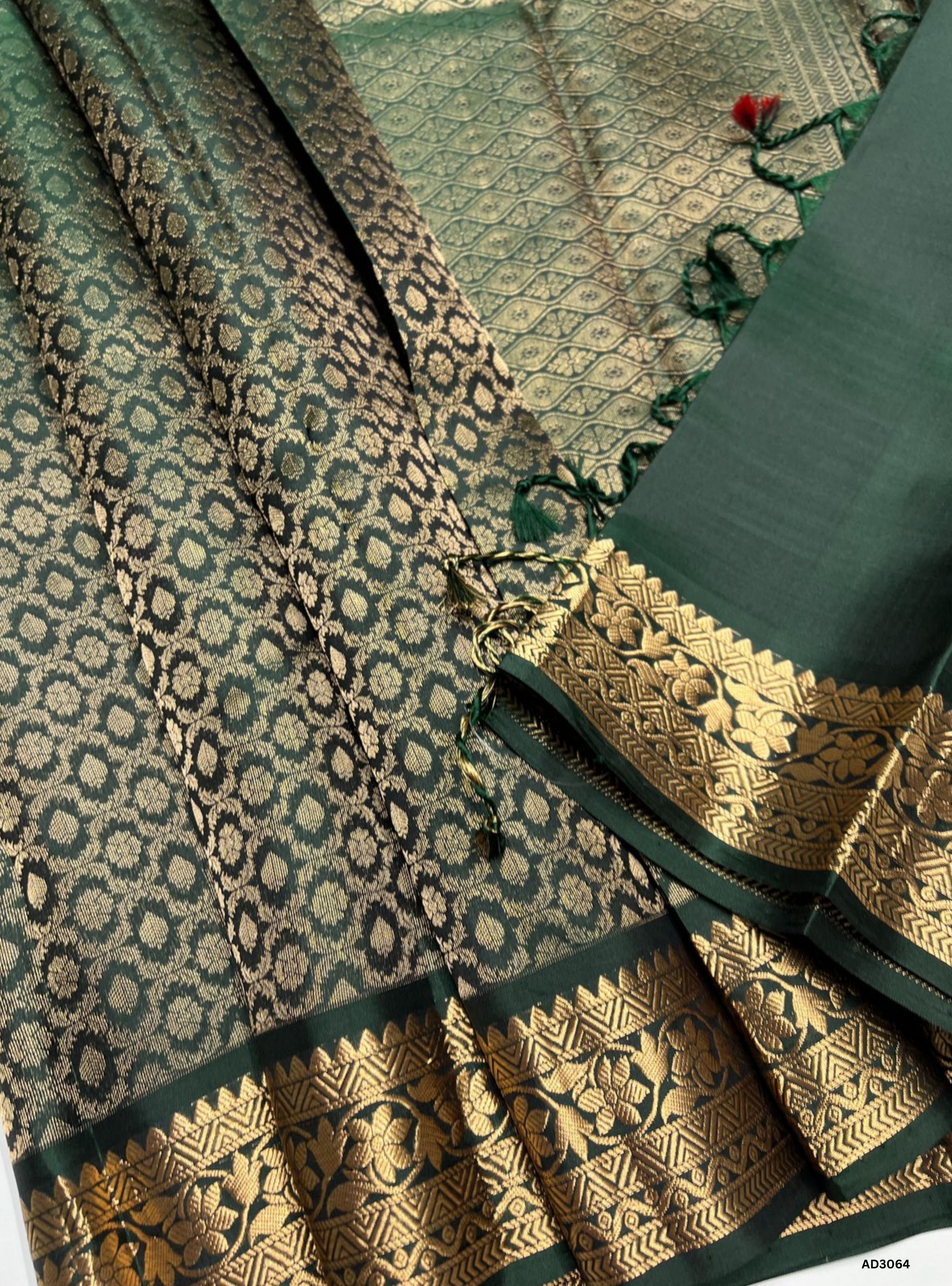 Dark Green - Soft Silk Saree