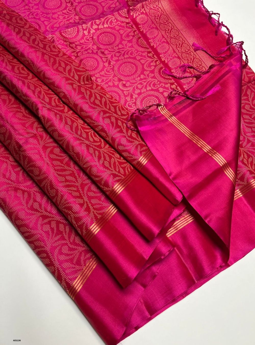 Fuchsia Pink - Soft Silk Saree