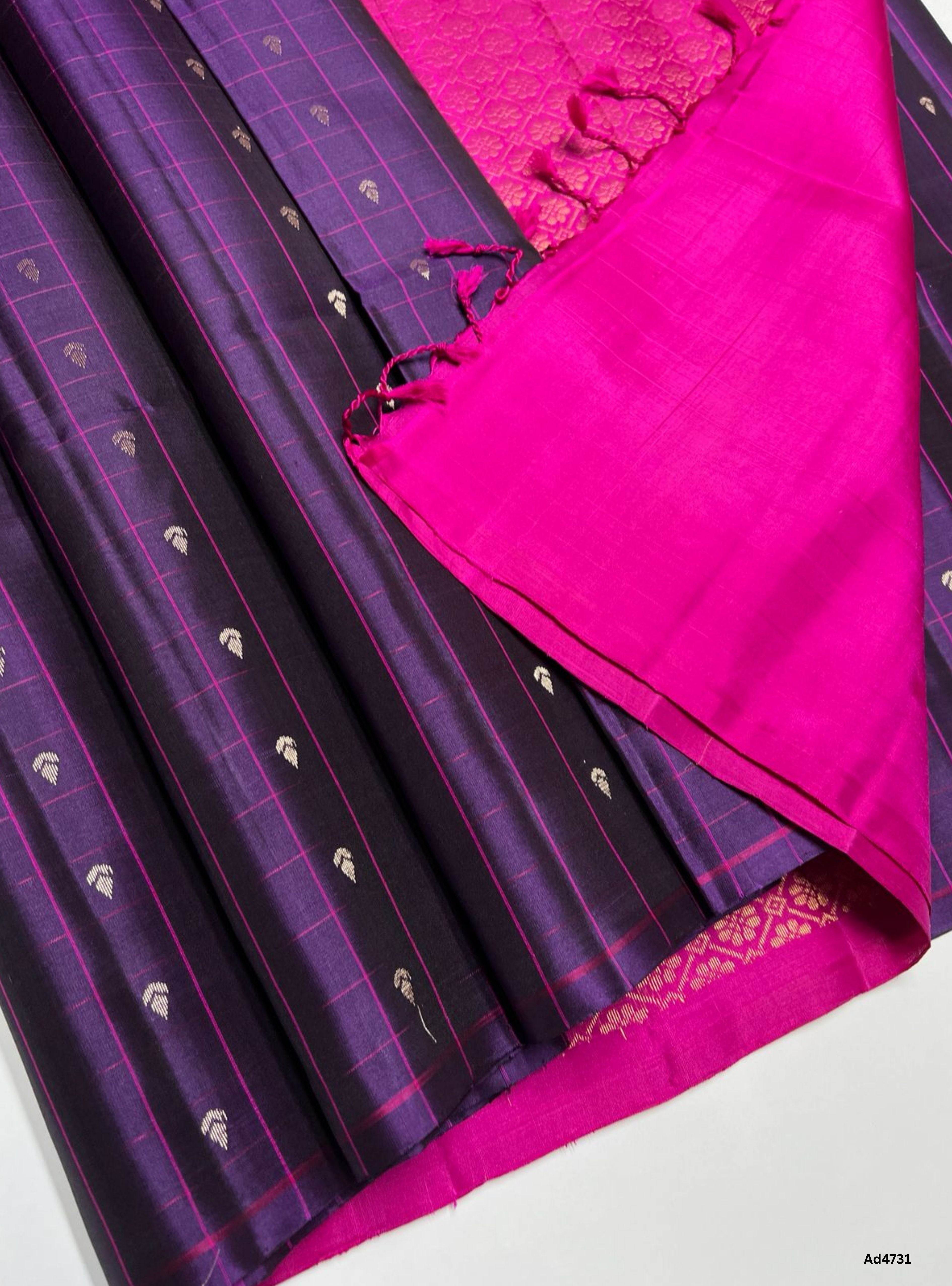 Plum & Rani Pink - Checkerd Soft Silk Saree