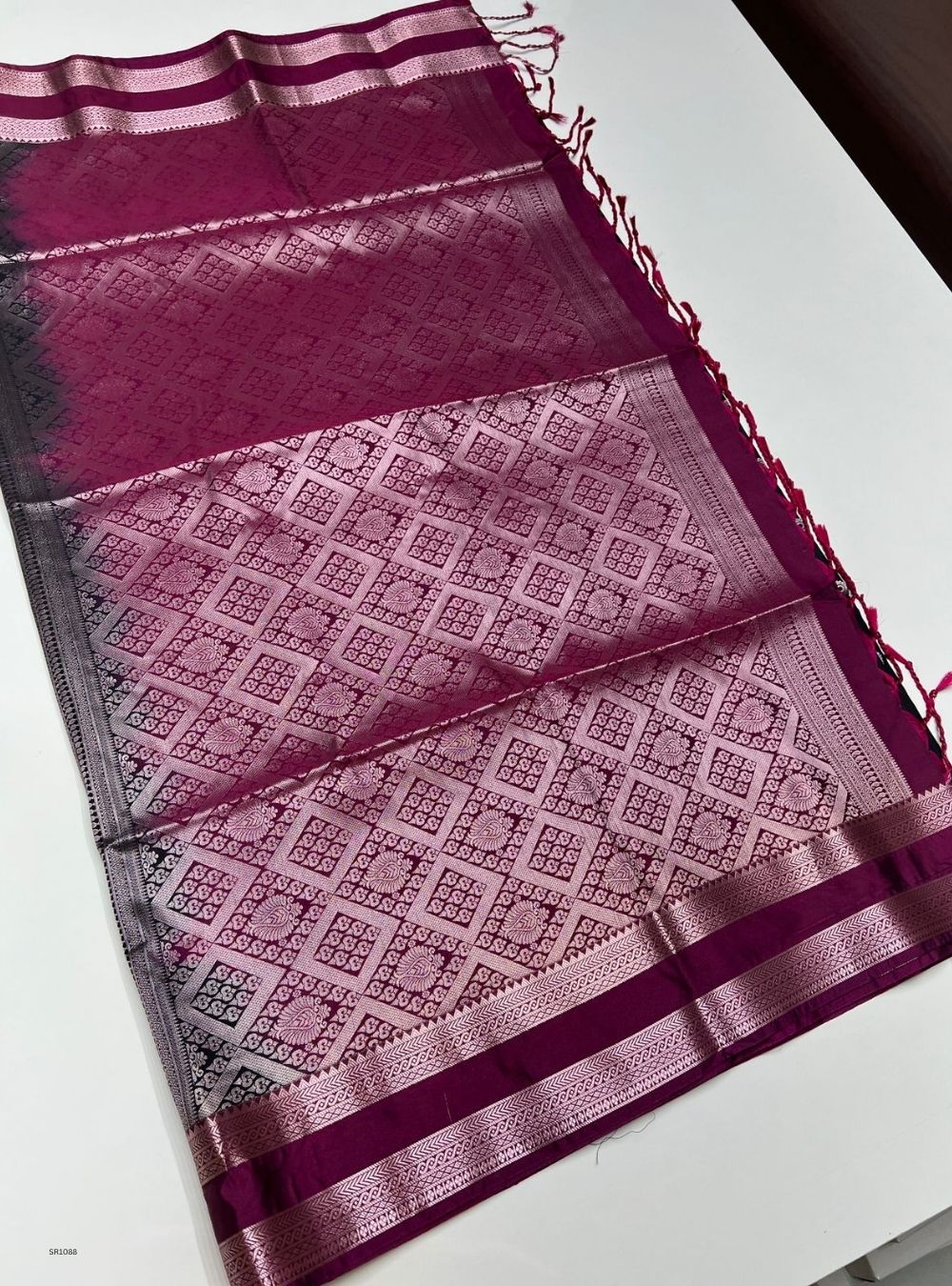 Black & Magenta - Semi Silk Saree
