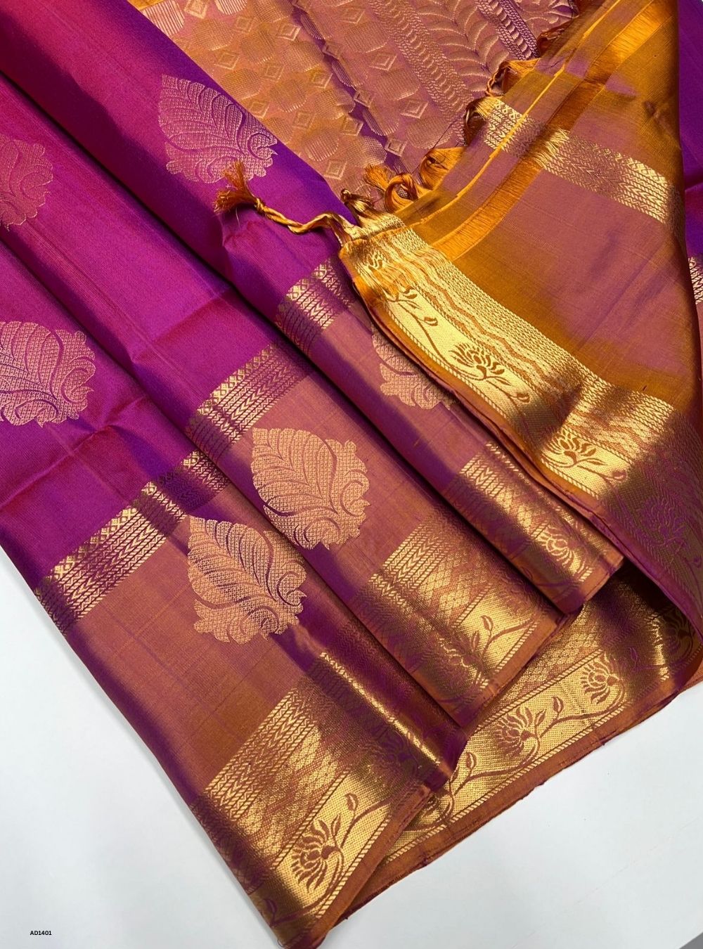 Magenta & Golden Brown - Soft Silk Saree