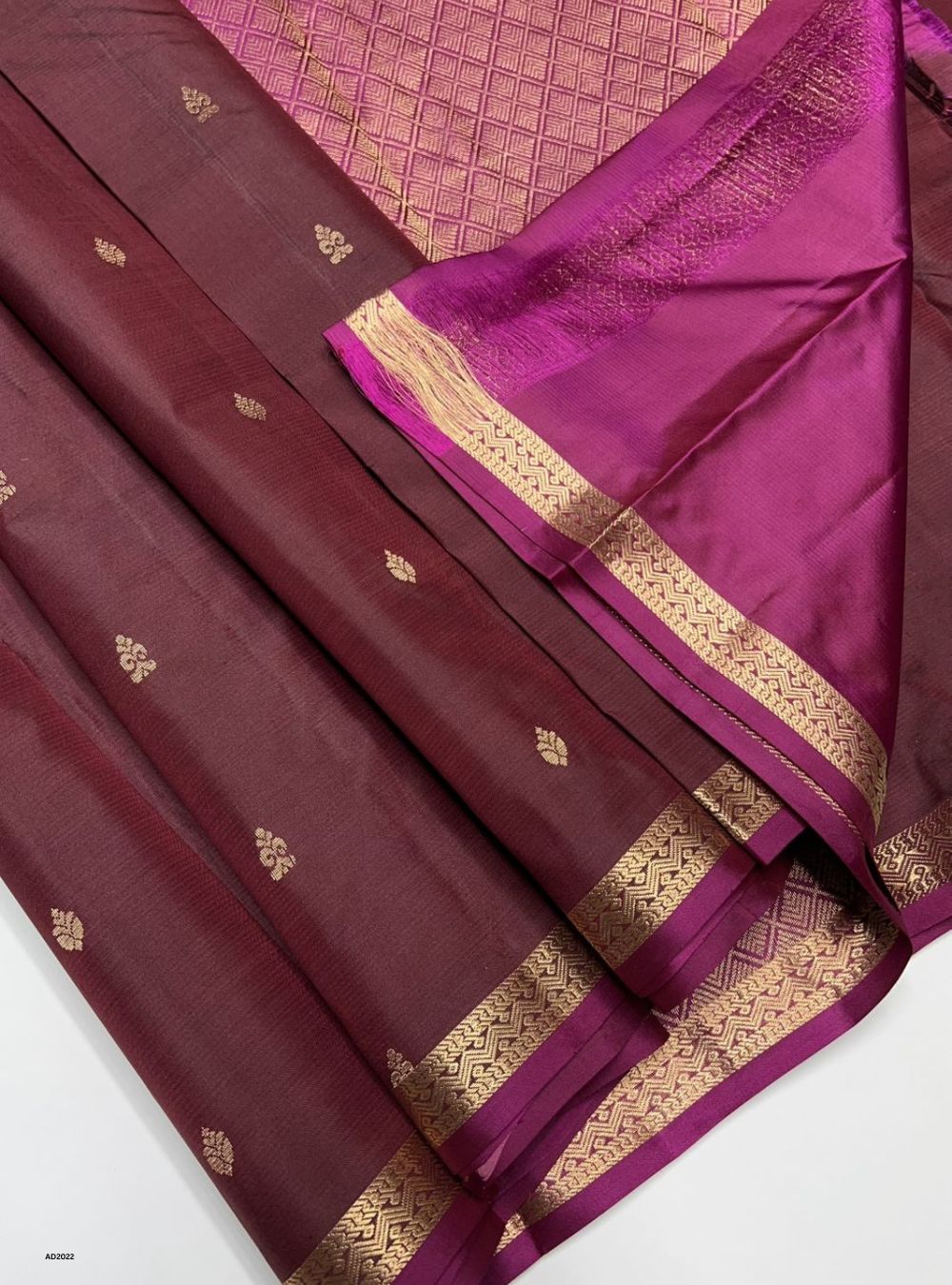 Coffee Brown & Magenta - Soft Silk Saree