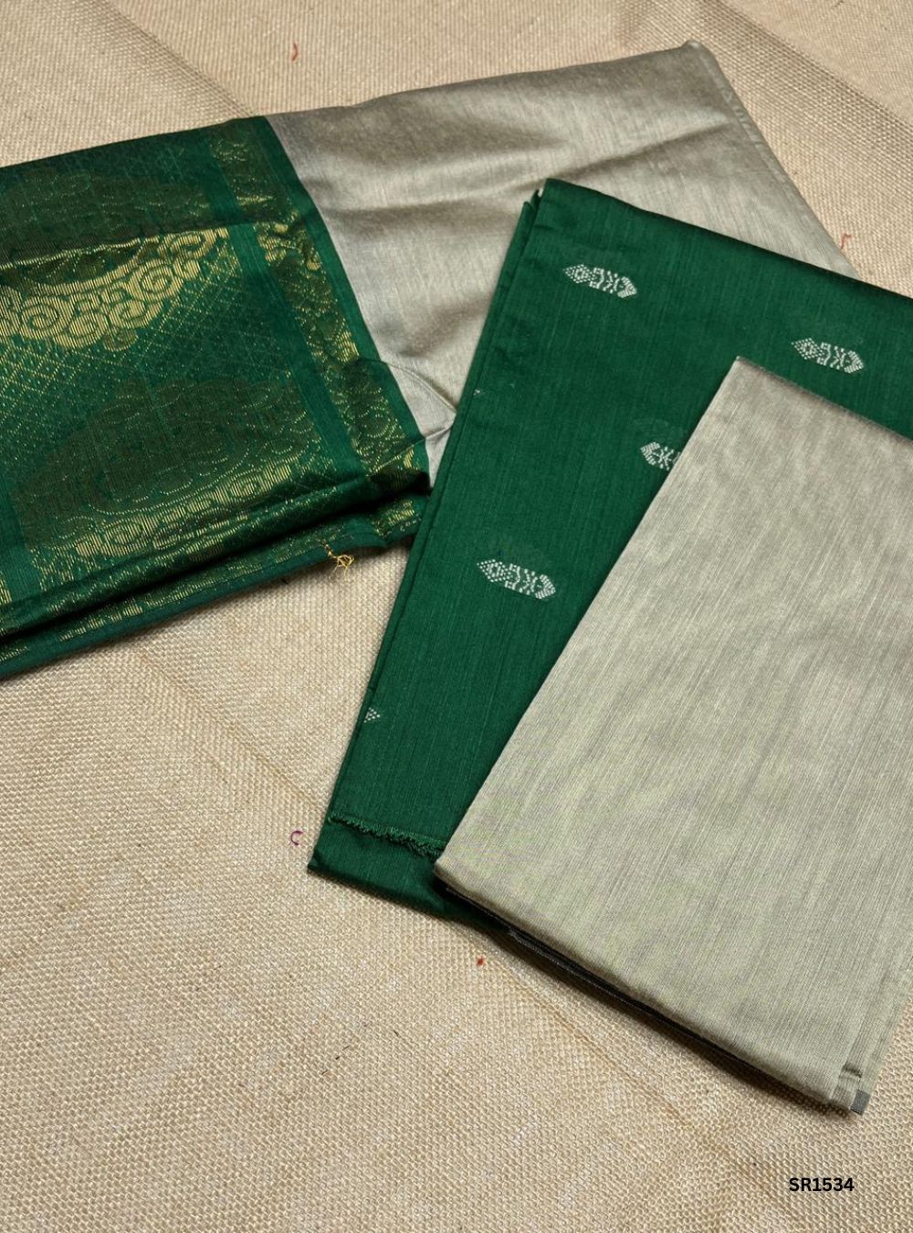 Green - Raw Silk Unstiched Suit 3 Pc Set