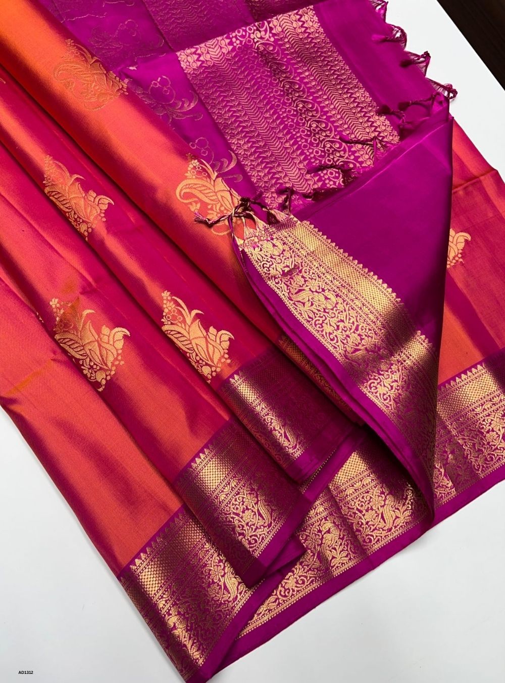 Orange & Pink -  Soft Silk Saree