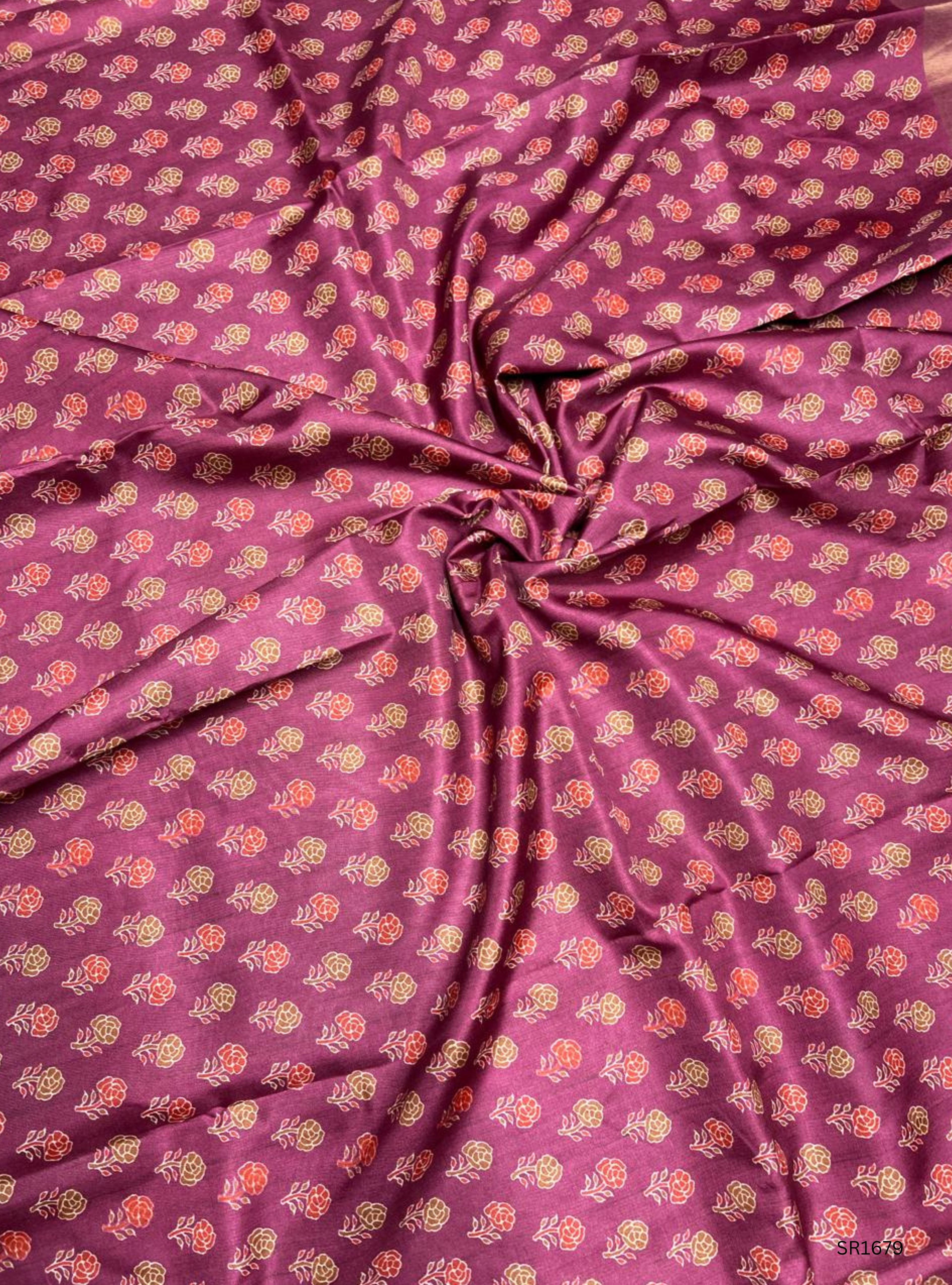Magenta Pink - Semi Tussar Saree