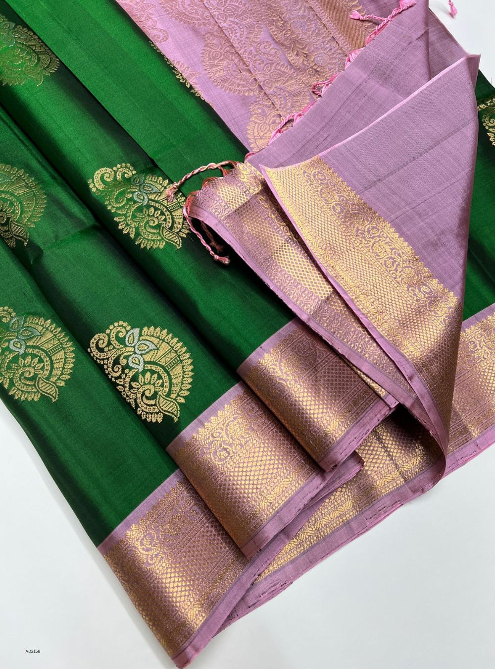 Green & Pale Purple  - Soft Silk Saree