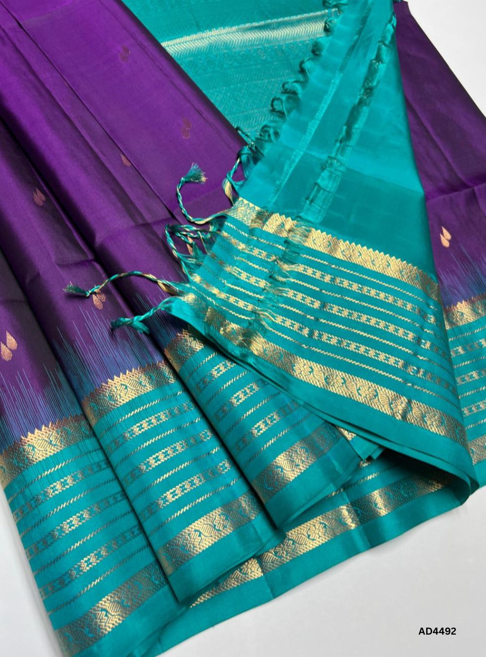 Purple & Rama Blue - Bhutta With Retta Pett Border
