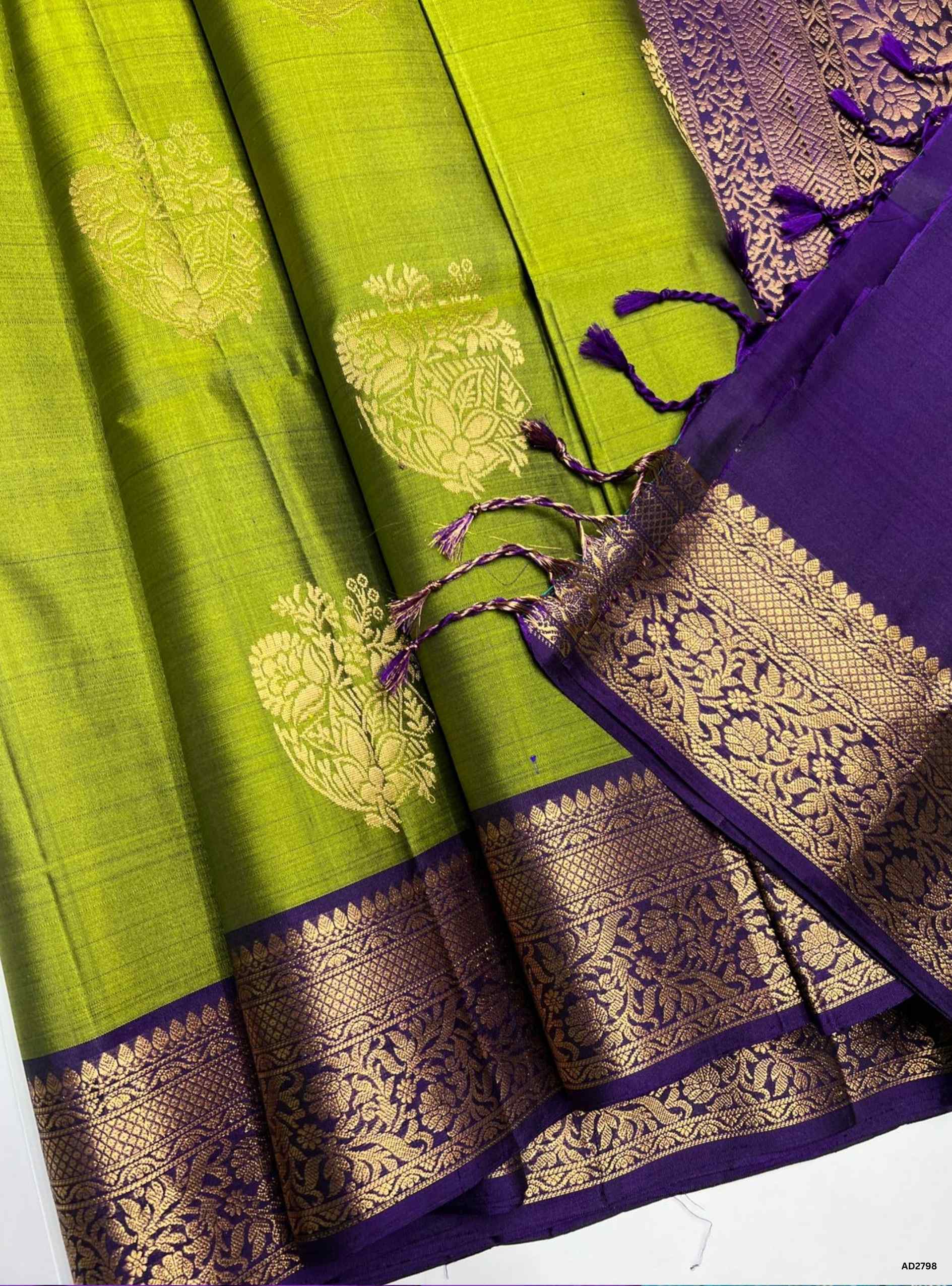 Green & Purple - Soft Silk Saree