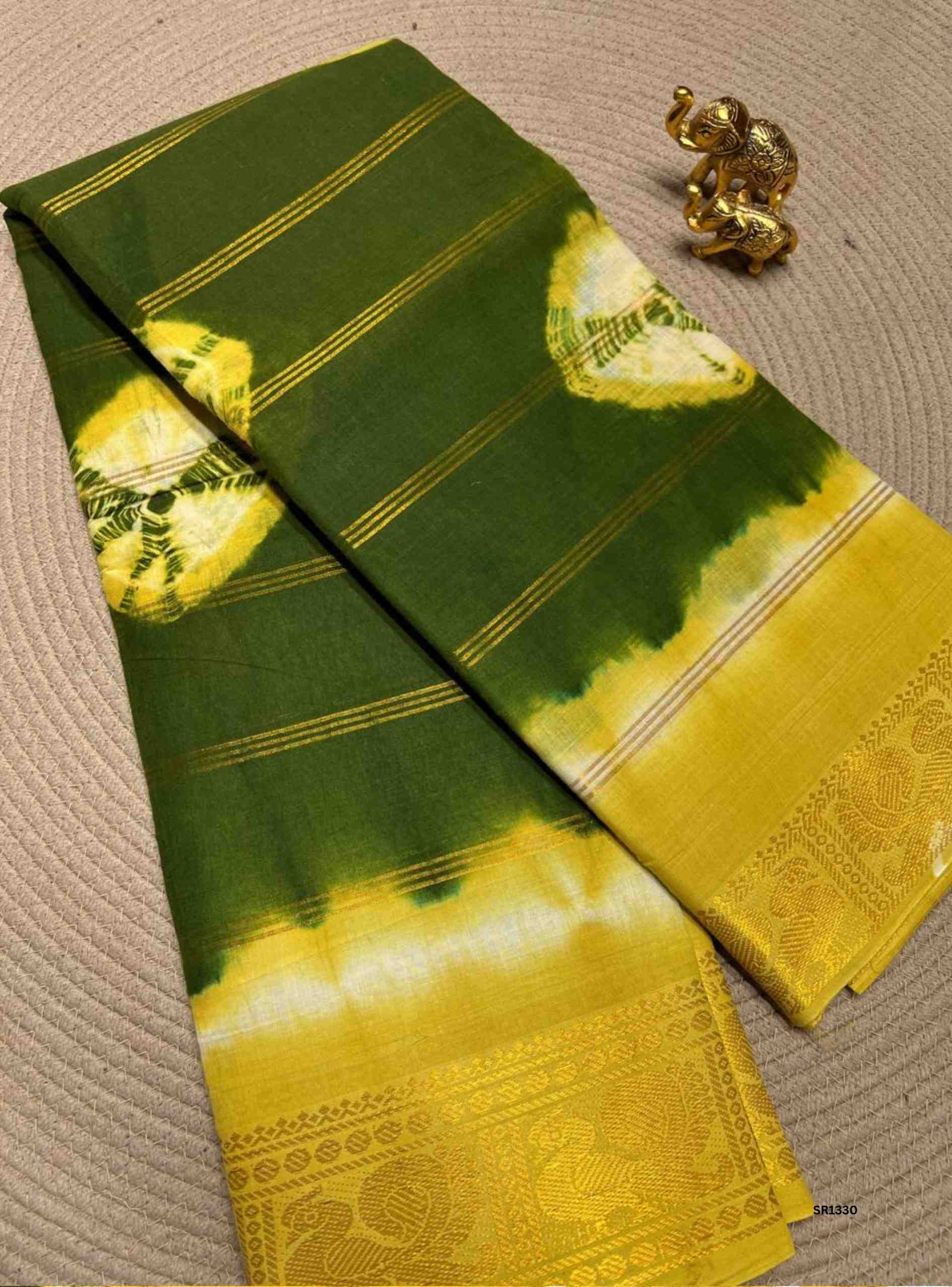 Green & Yellow - Velthaari X Bandhini Cotton Saree