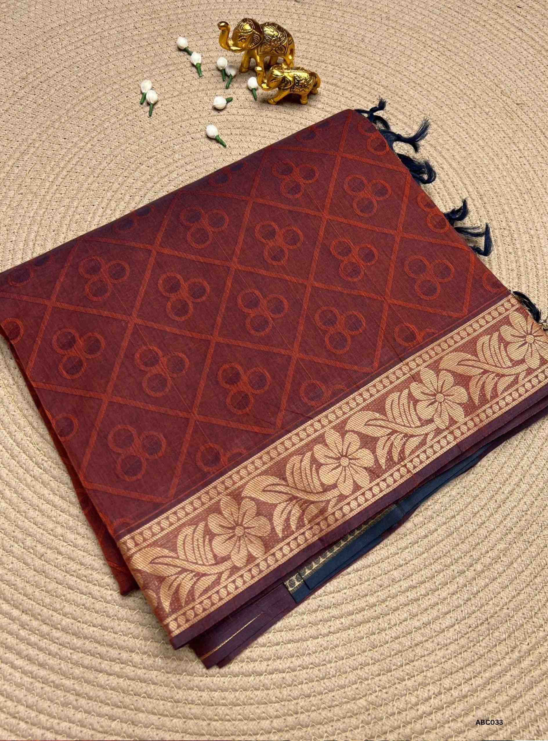 MAROON & JAQUARD BLOUSE COLOR - PURE COTTON SAREE