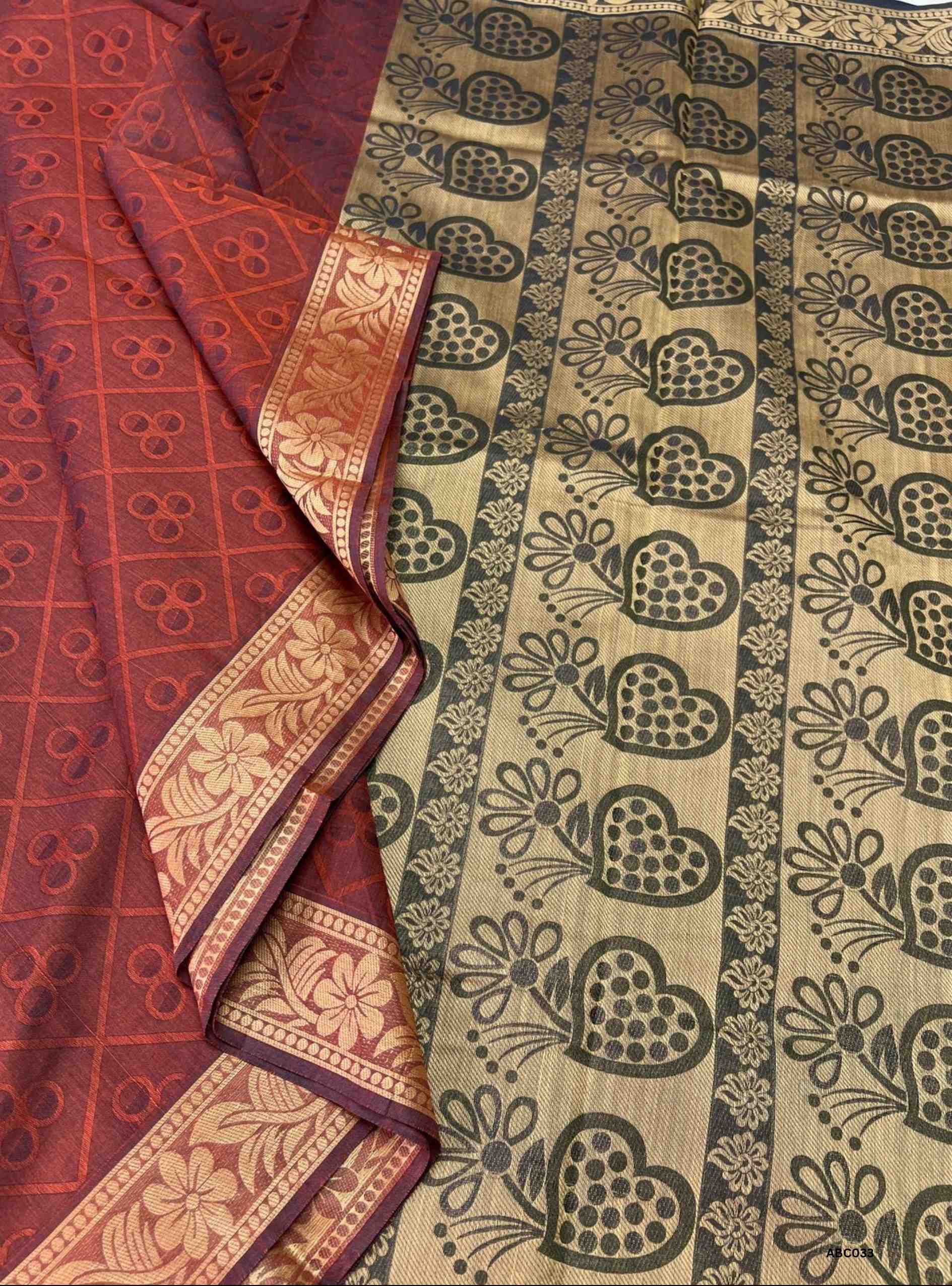 MAROON & JAQUARD BLOUSE COLOR - PURE COTTON SAREE