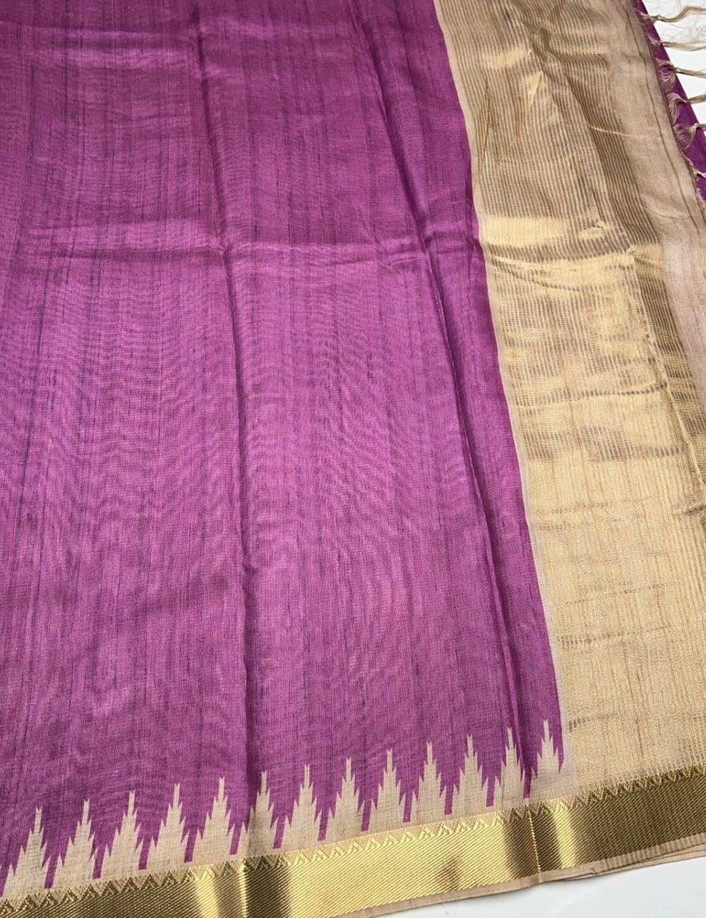 Purple Color -  Plain Semi Tusser Saree