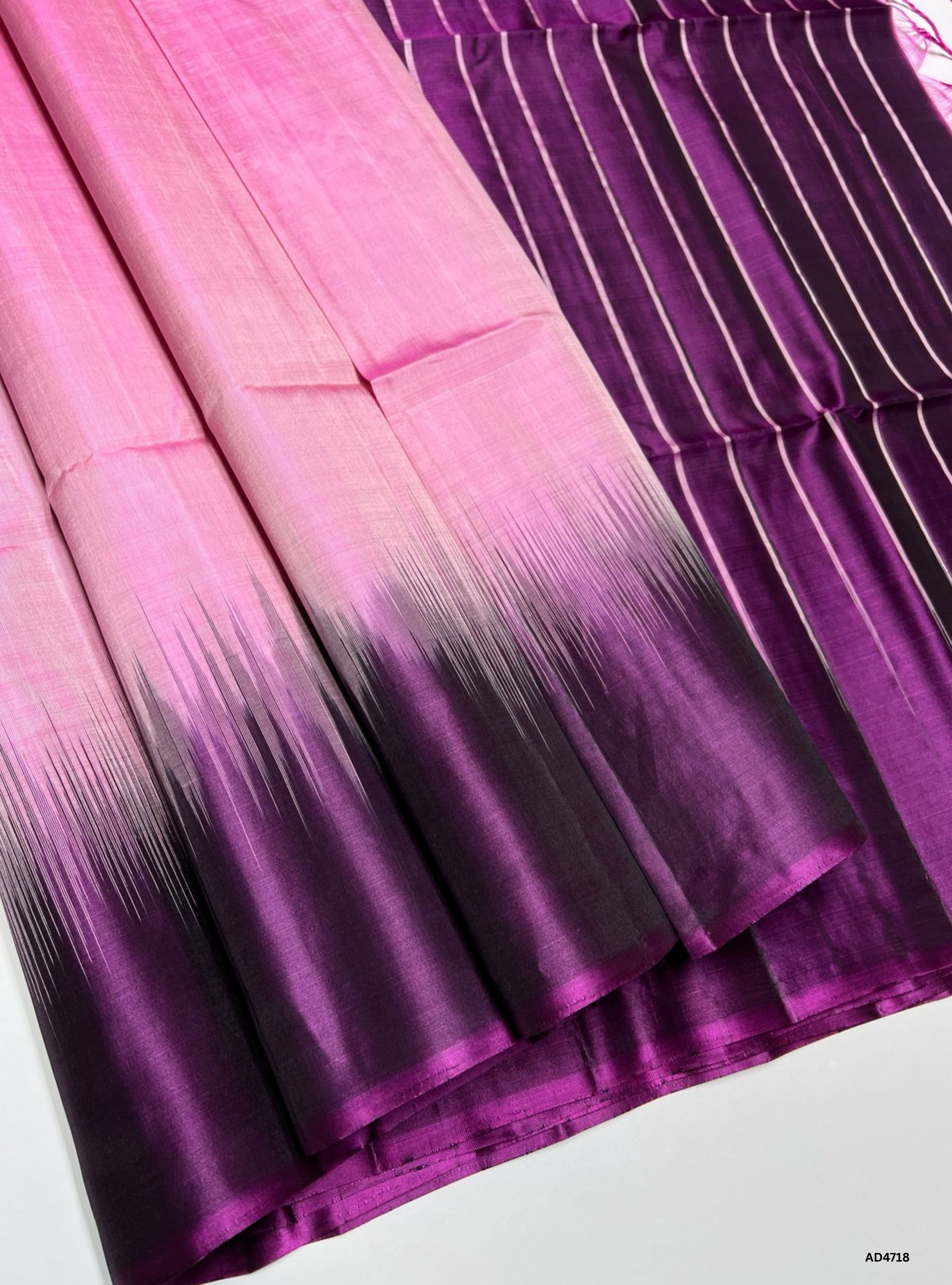 Millenial Pink & Jam - Contrast Plain Soft Silk Saree