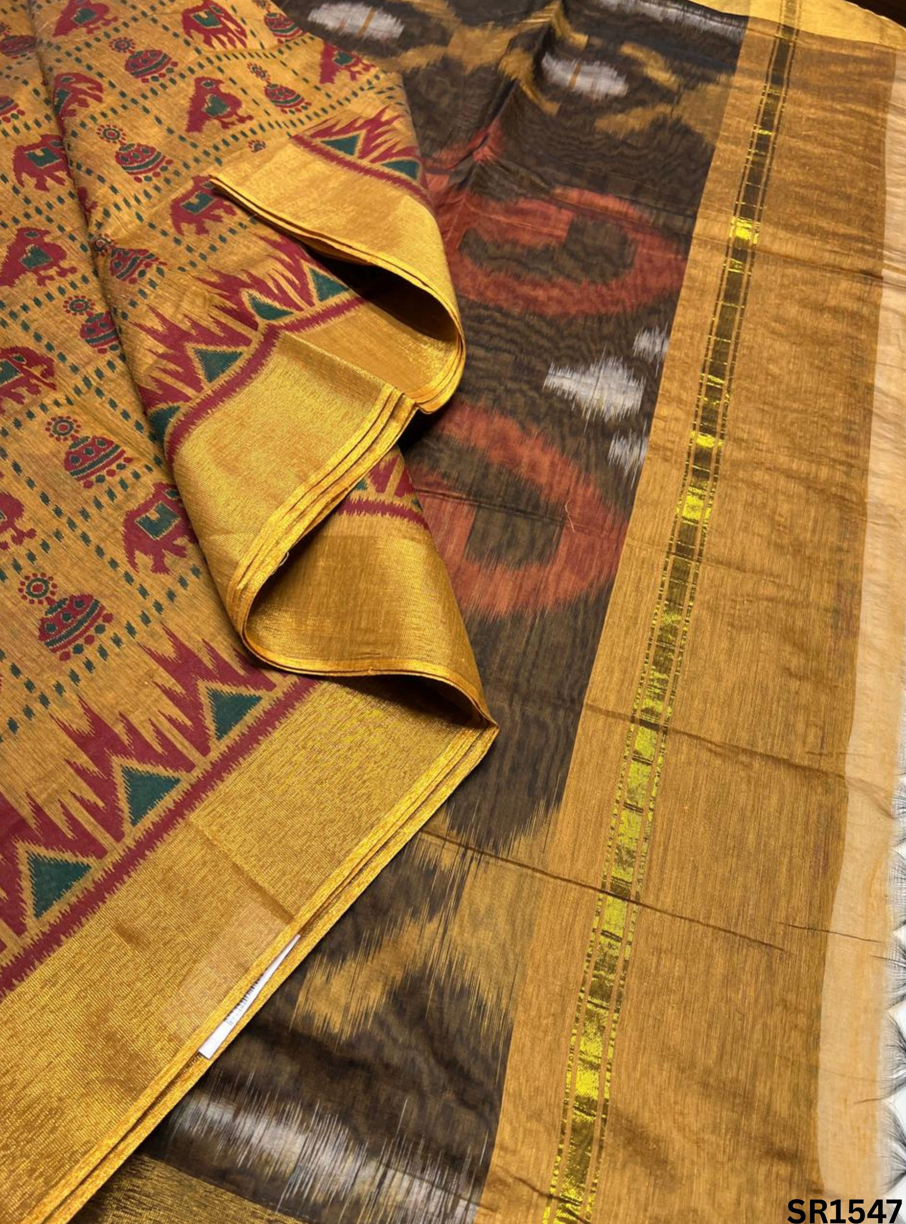 Coffee Brown & Black - Kotta Cotton Saree