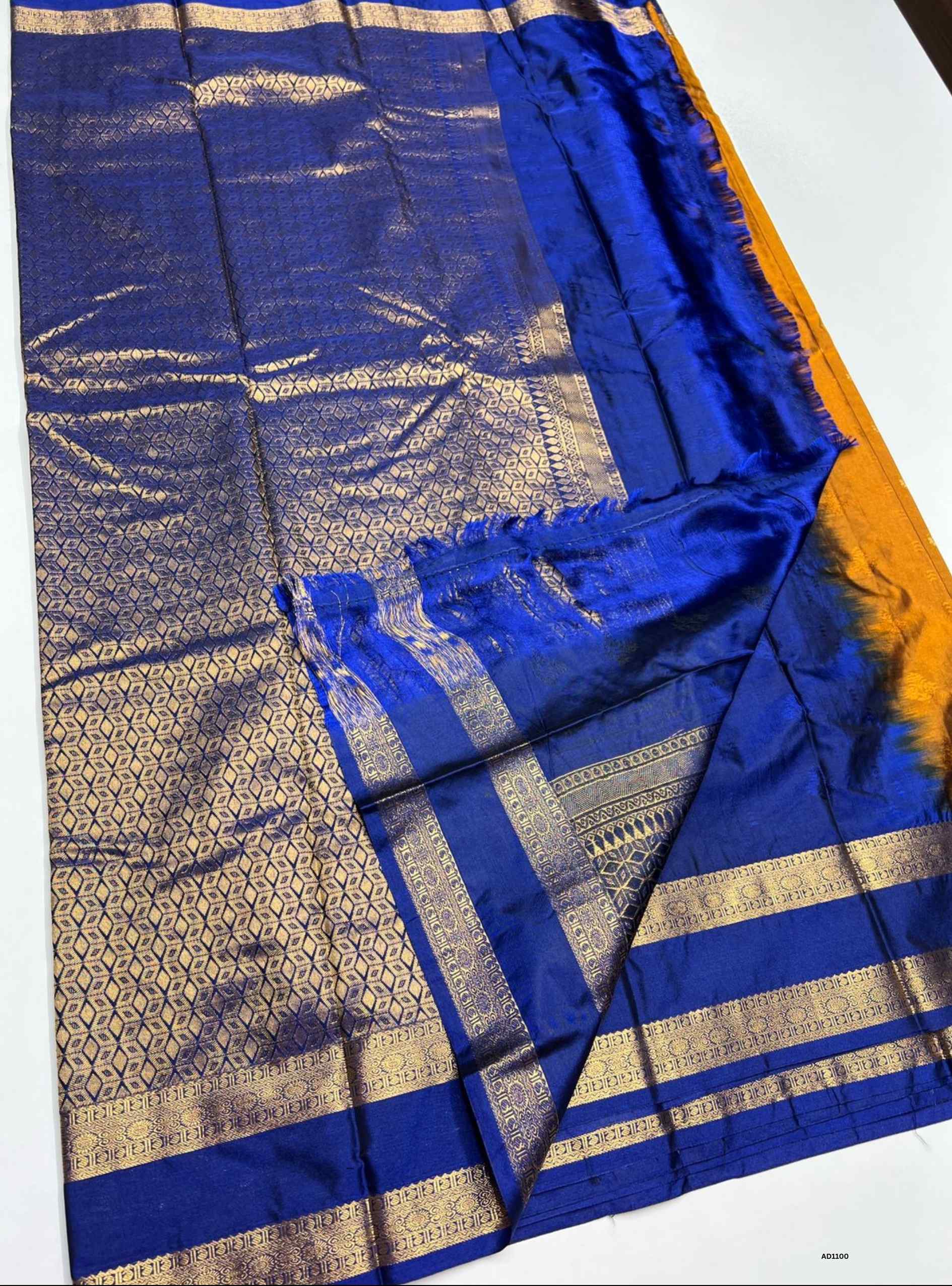 Peanut & Ink Blue - Semi Silk Saree