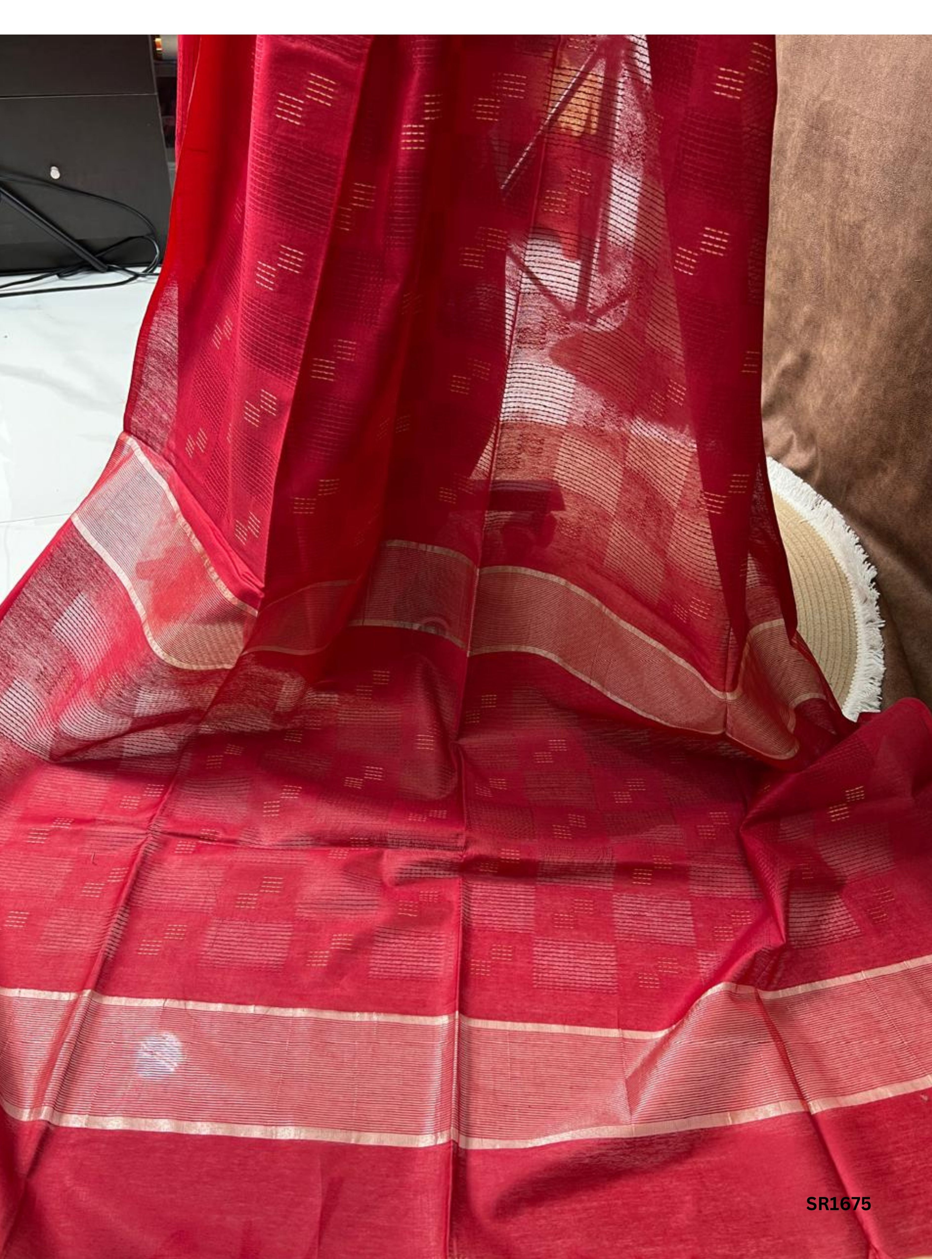 Red - Moonga Silk  Saree