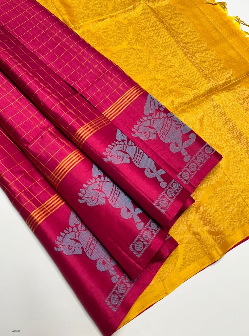 Pink & Yellow - Soft Silk Saree