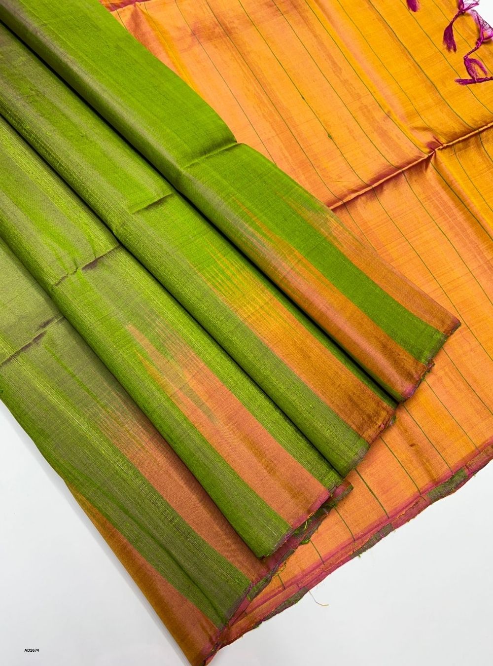 Green & Yellowish Pink -  Soft Silk Saree