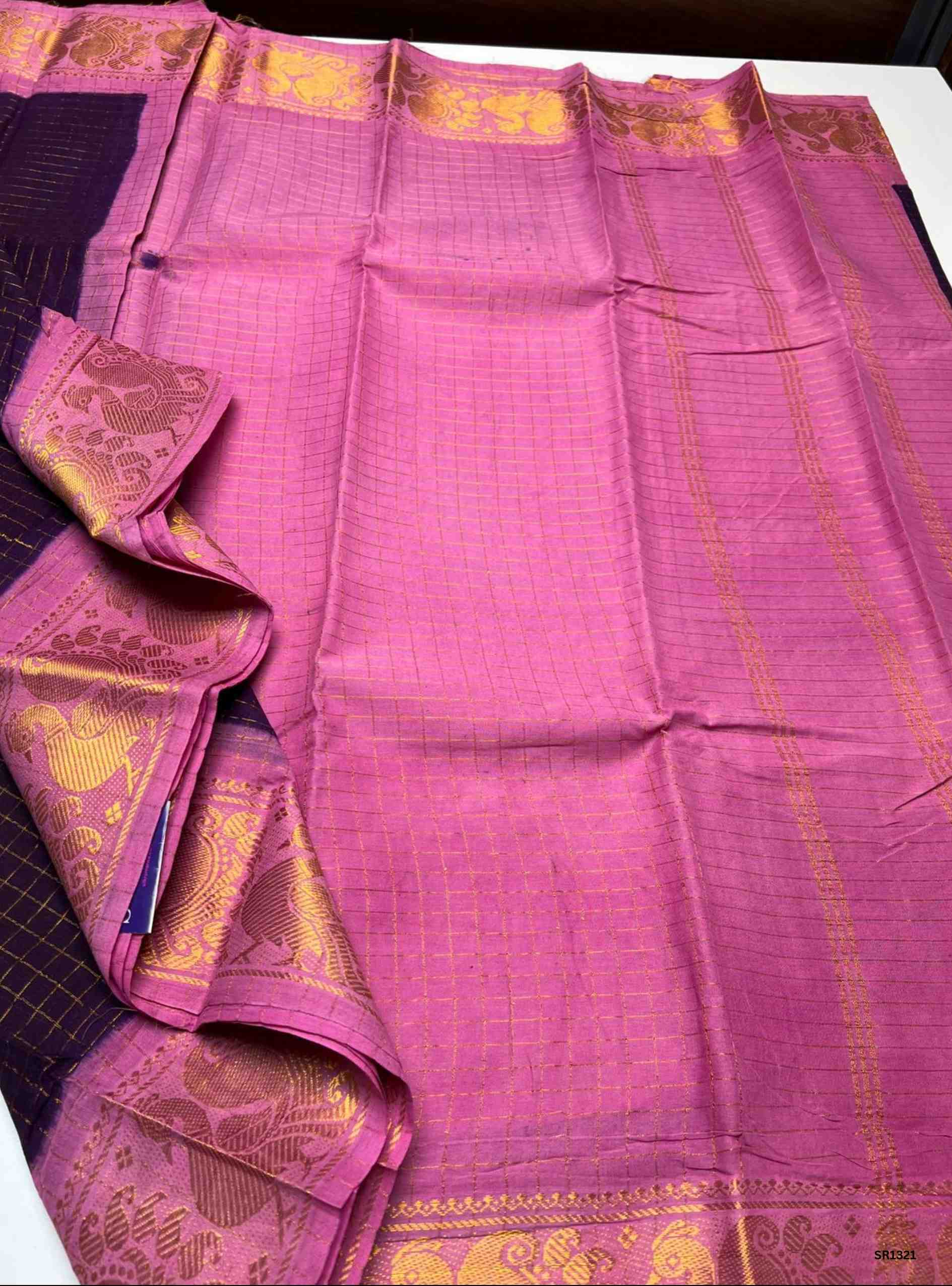 Ink Blue & Pink - Bandhini Chungudi Cotton Saree