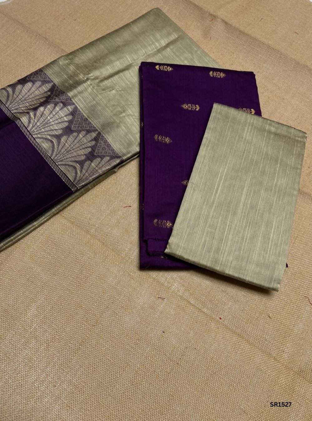 Purple - Raw Silk Unstiched Suit 3 Pc Set