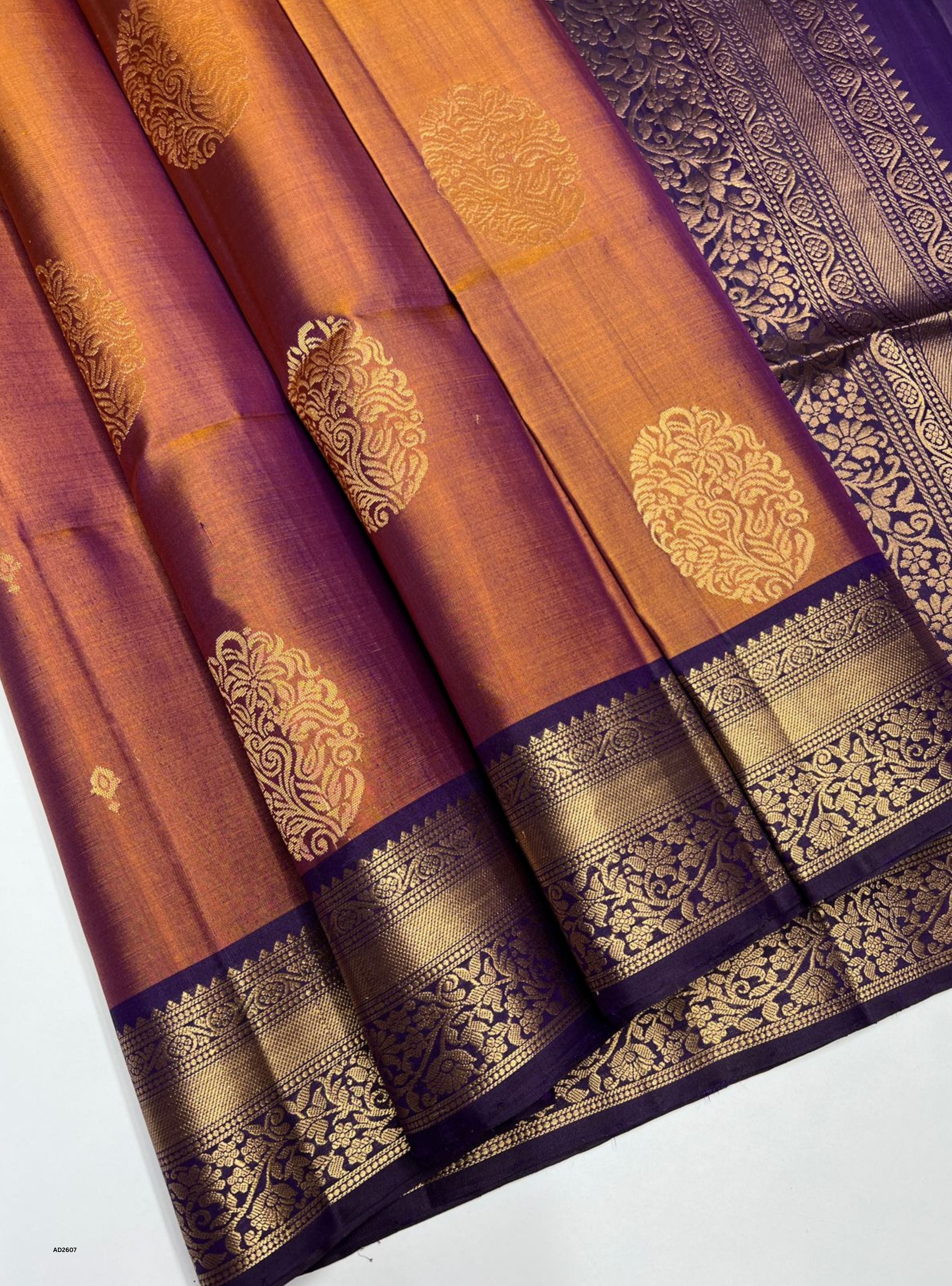 Copper & Dark Purple - Soft Silk Saree