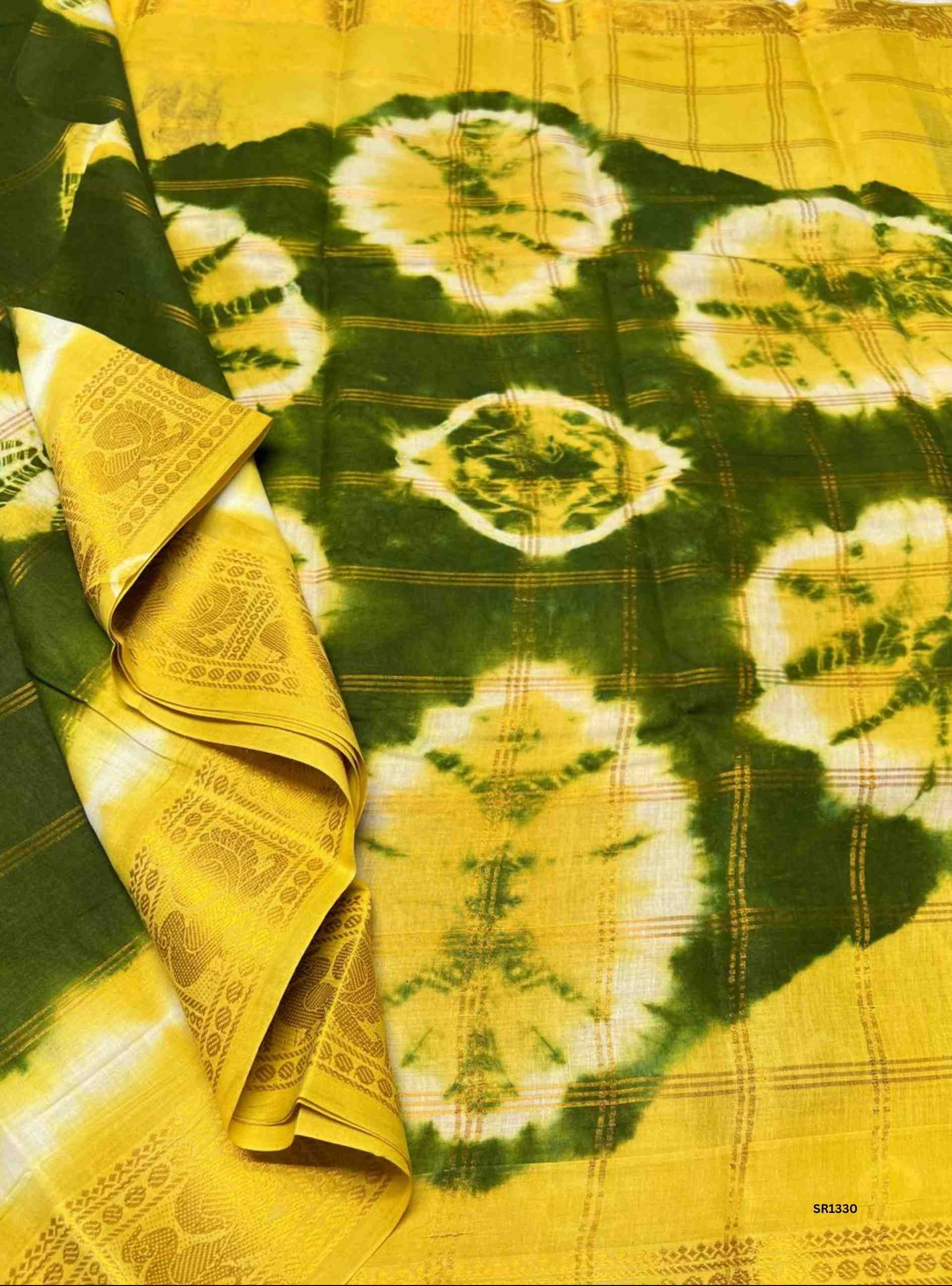 Green & Yellow - Velthaari X Bandhini Cotton Saree