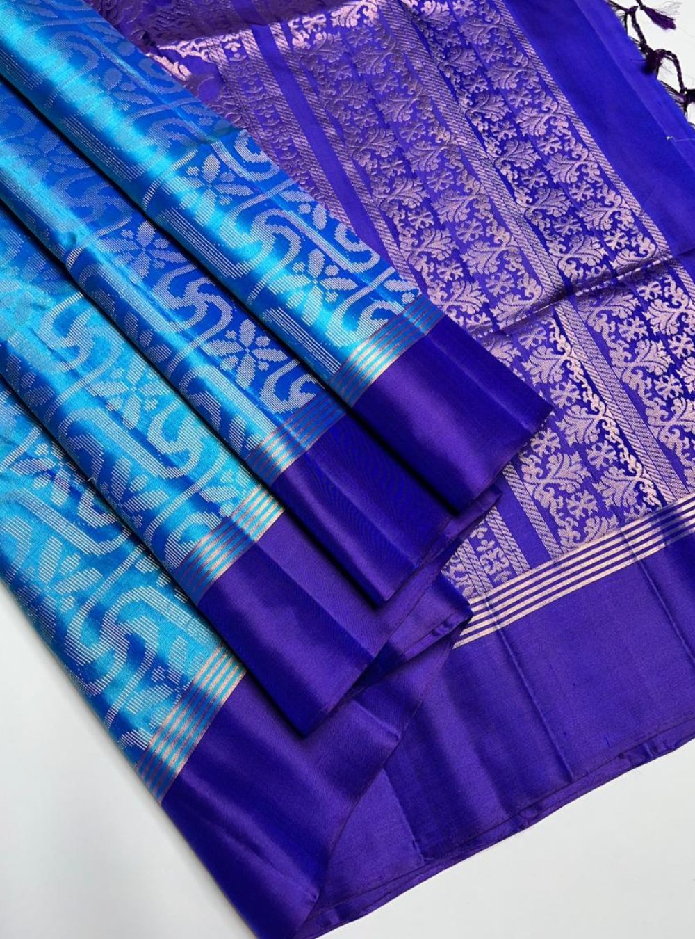 Blue & Purple - Soft Silk Saree