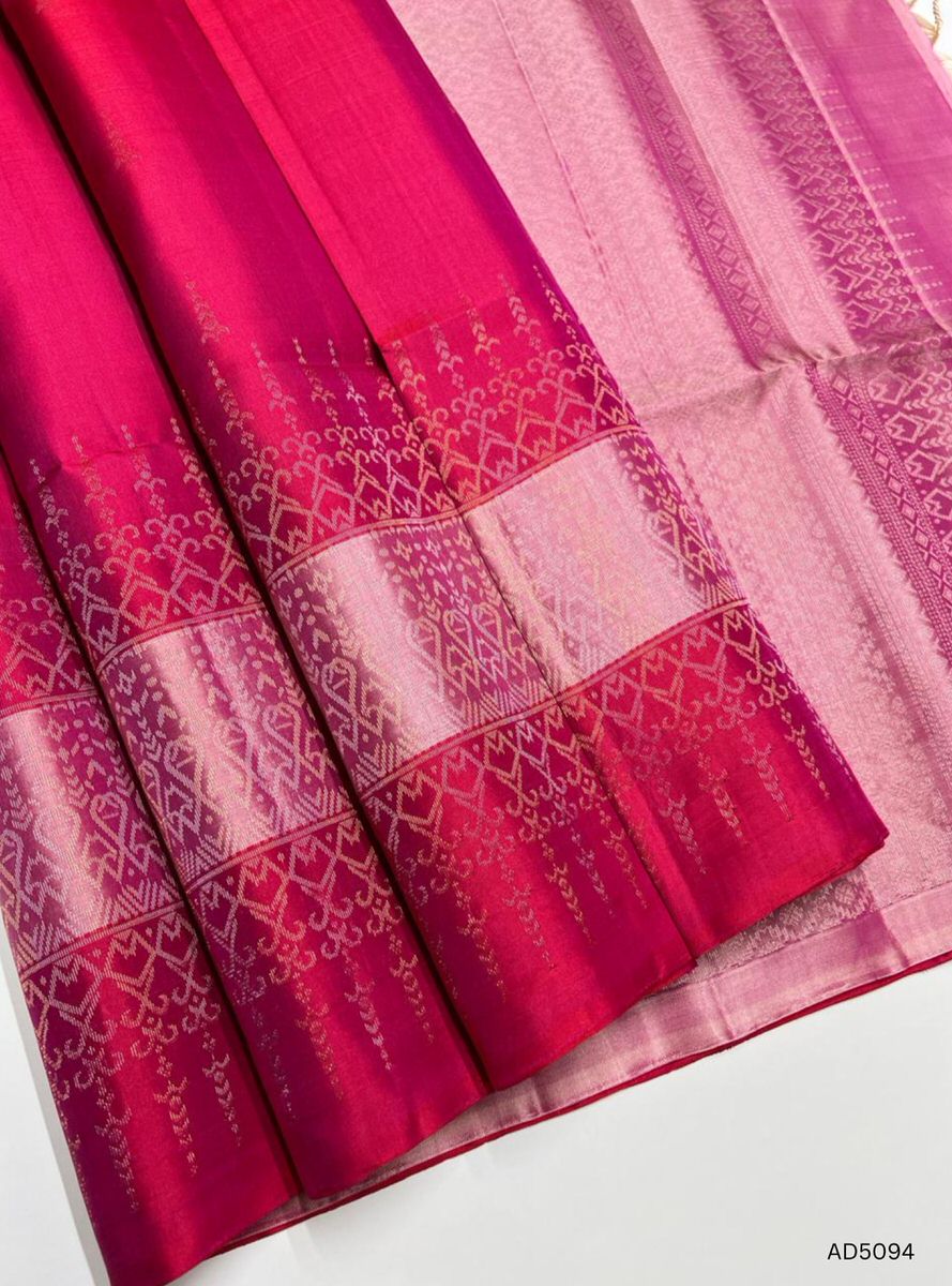 Rani Pink & Pink - Fancy Border Soft Silk Saree