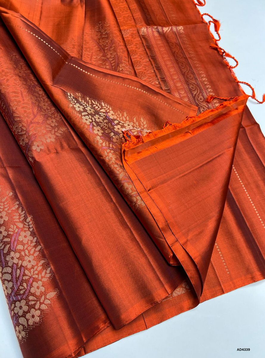 Rust Orange - Soft Silk Saree