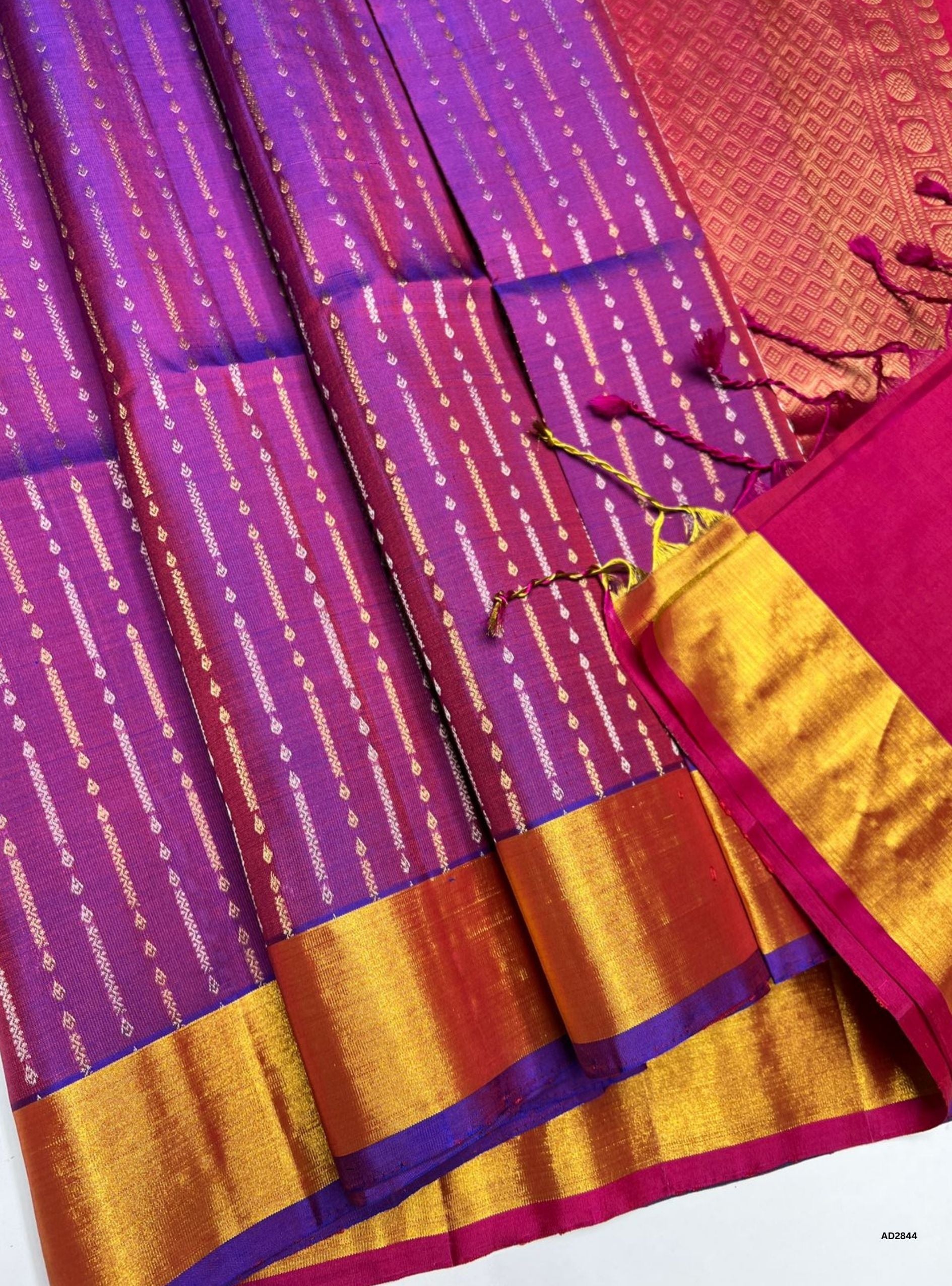 Purple & Rani Pink - Soft Silk Saree
