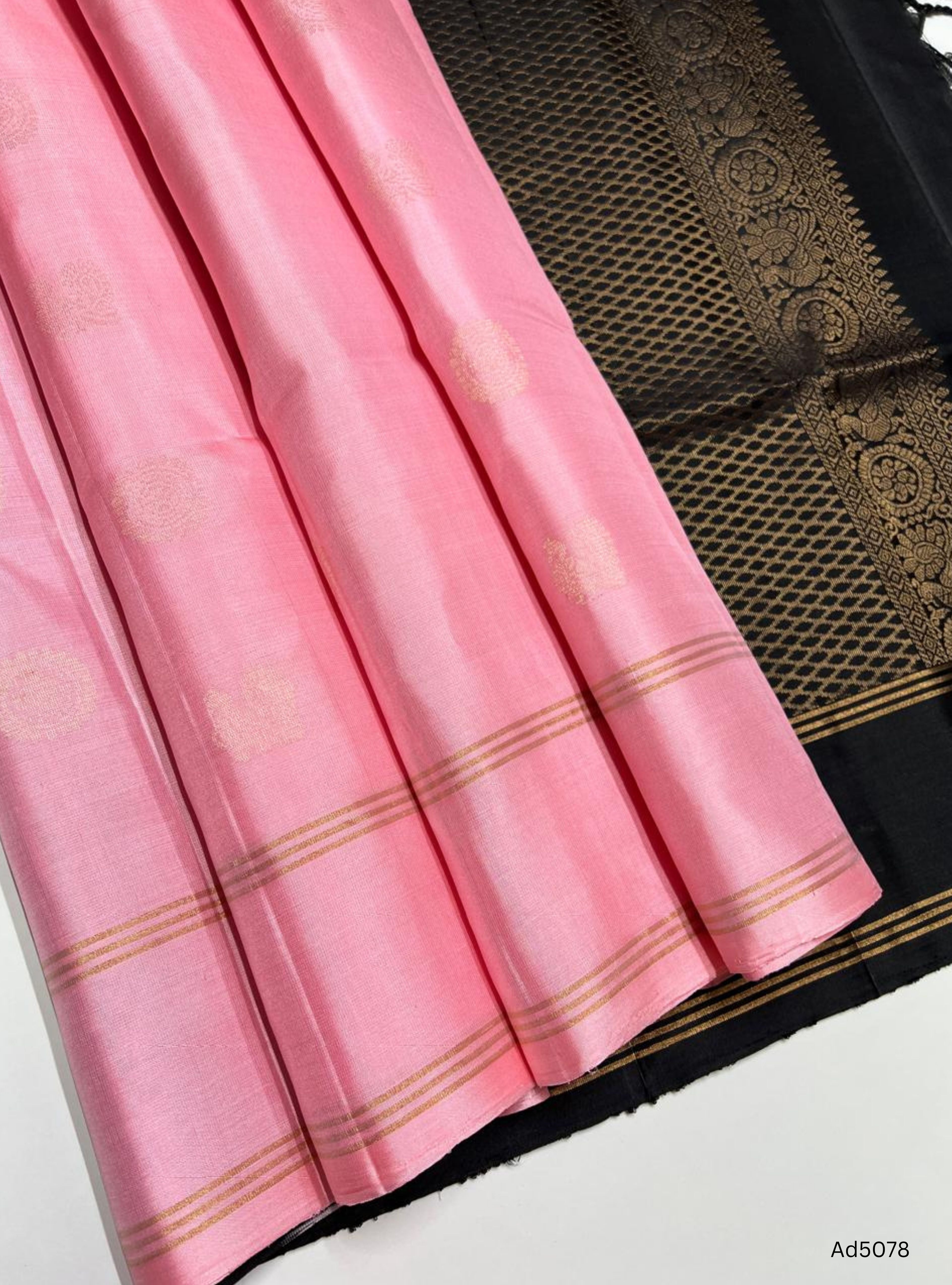 Pink & Black - Soft Silk Saree